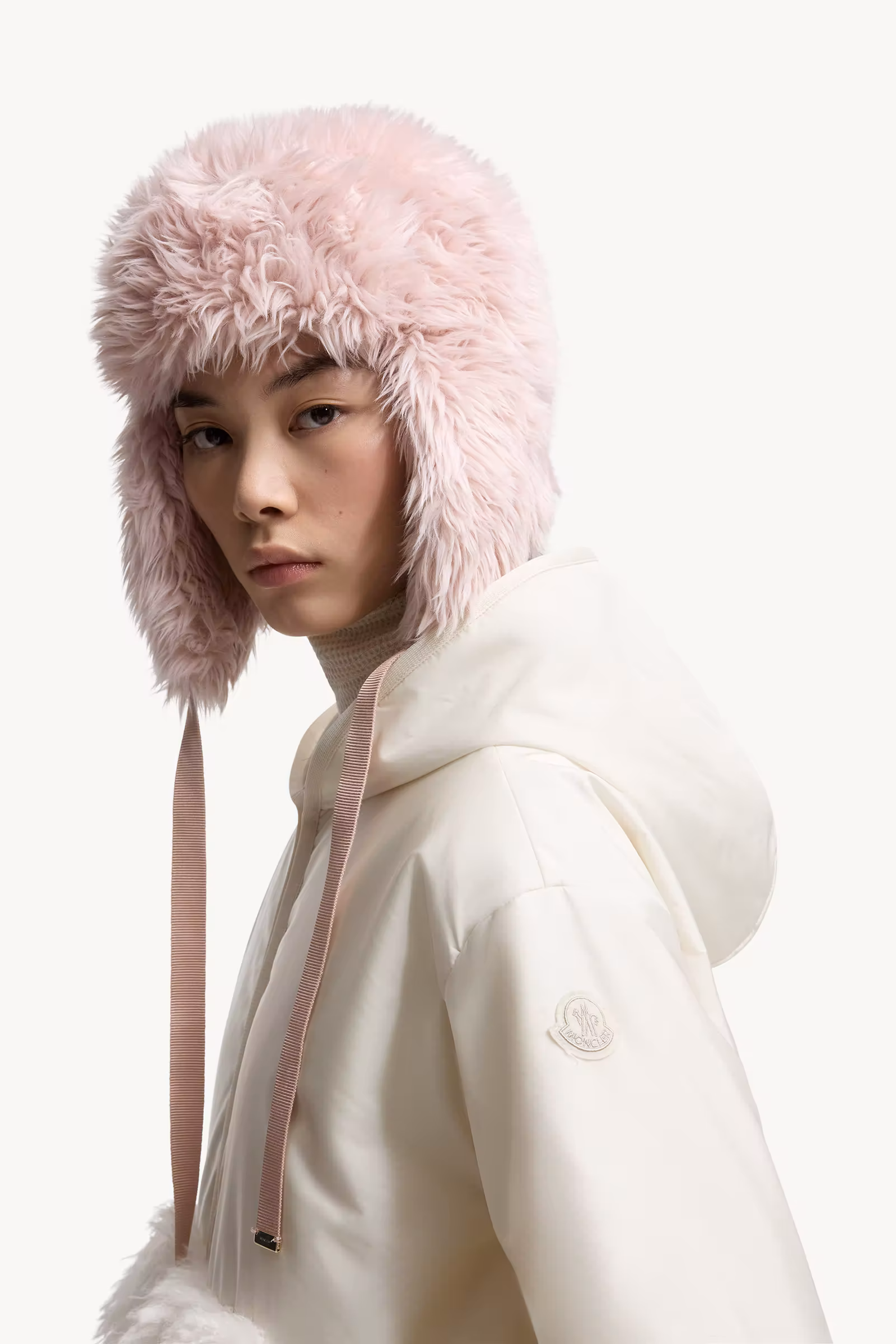 Teddy-Trimmed Padded Zip-Up Hoodie