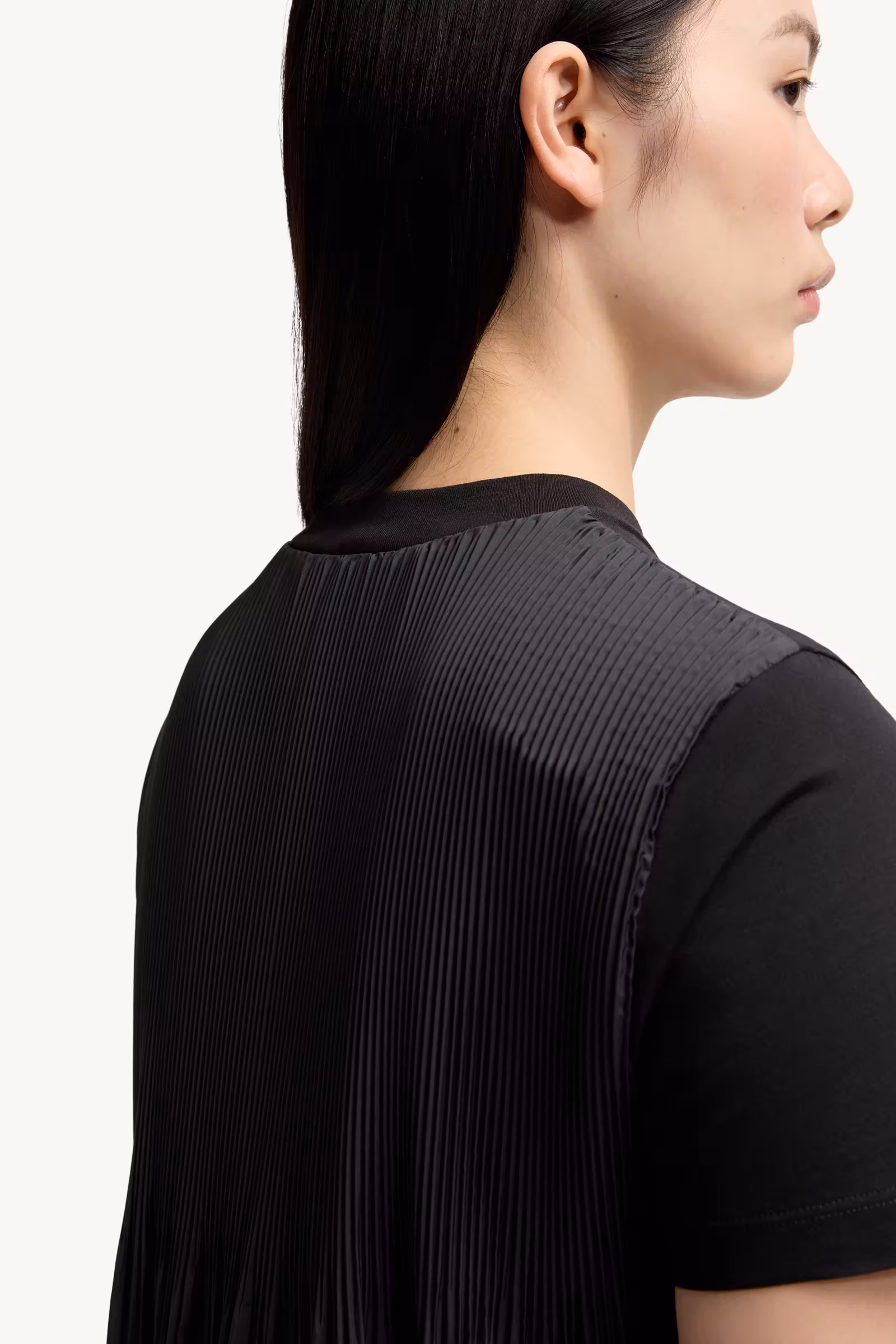 Pleated Back Cotton T-Shirt