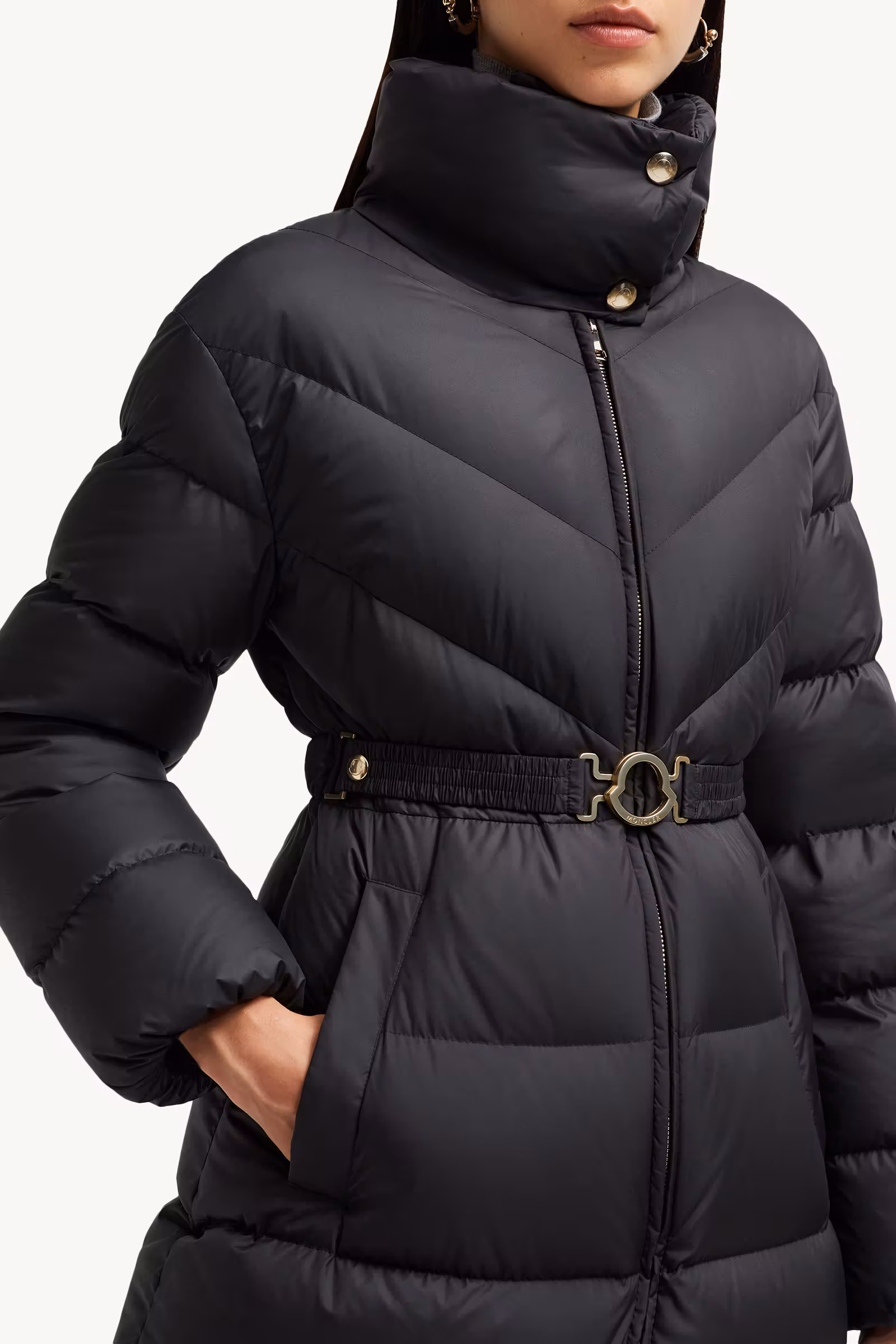 Brou Diagonal-Quilted Long Down Jacket
