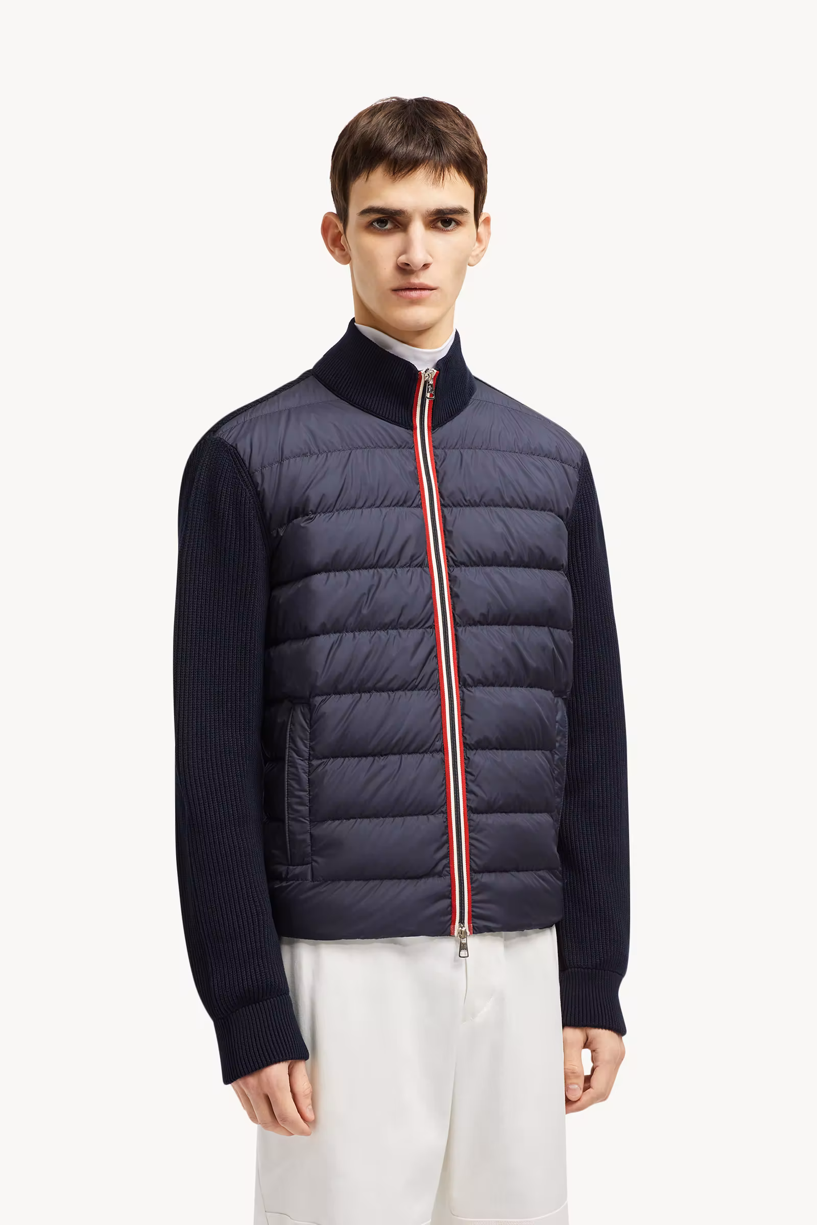 Padded Cotton Zip-Up Cardigan