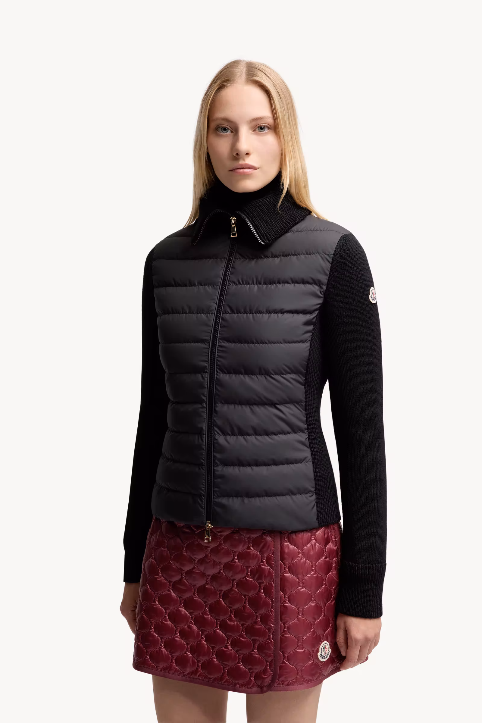 Padded Wool Zip-Up Cardigan