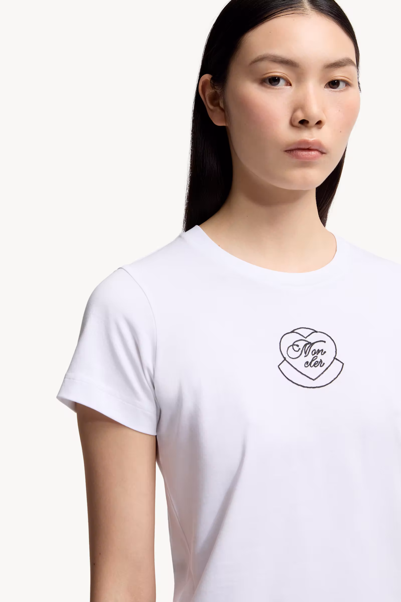 Embroidered Heart Logo Cotton T-Shirt