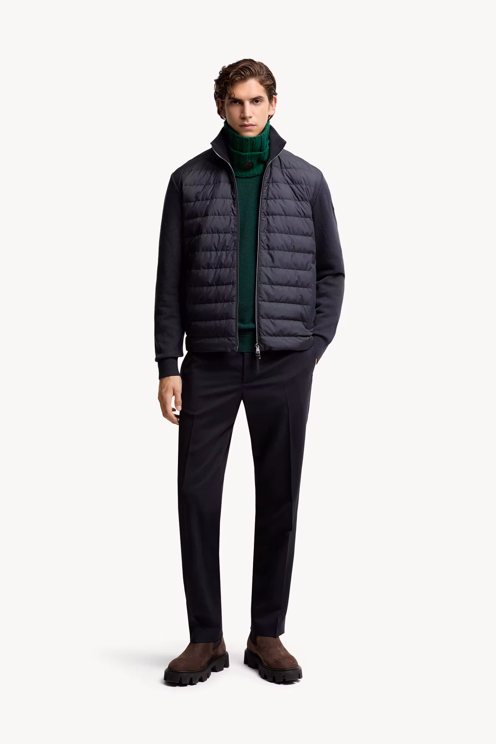 Padded Wool & Cashmere Zip-Up Cardigan