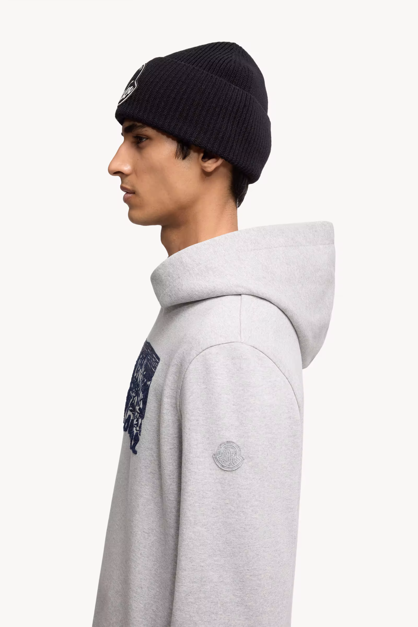 Embroidered Mountain Logo Cotton Hoodie