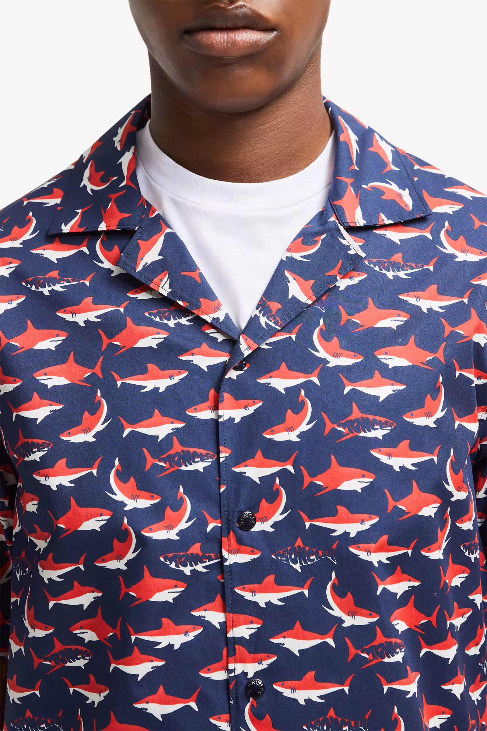Shark Print Cotton Short Sleeve Shirt