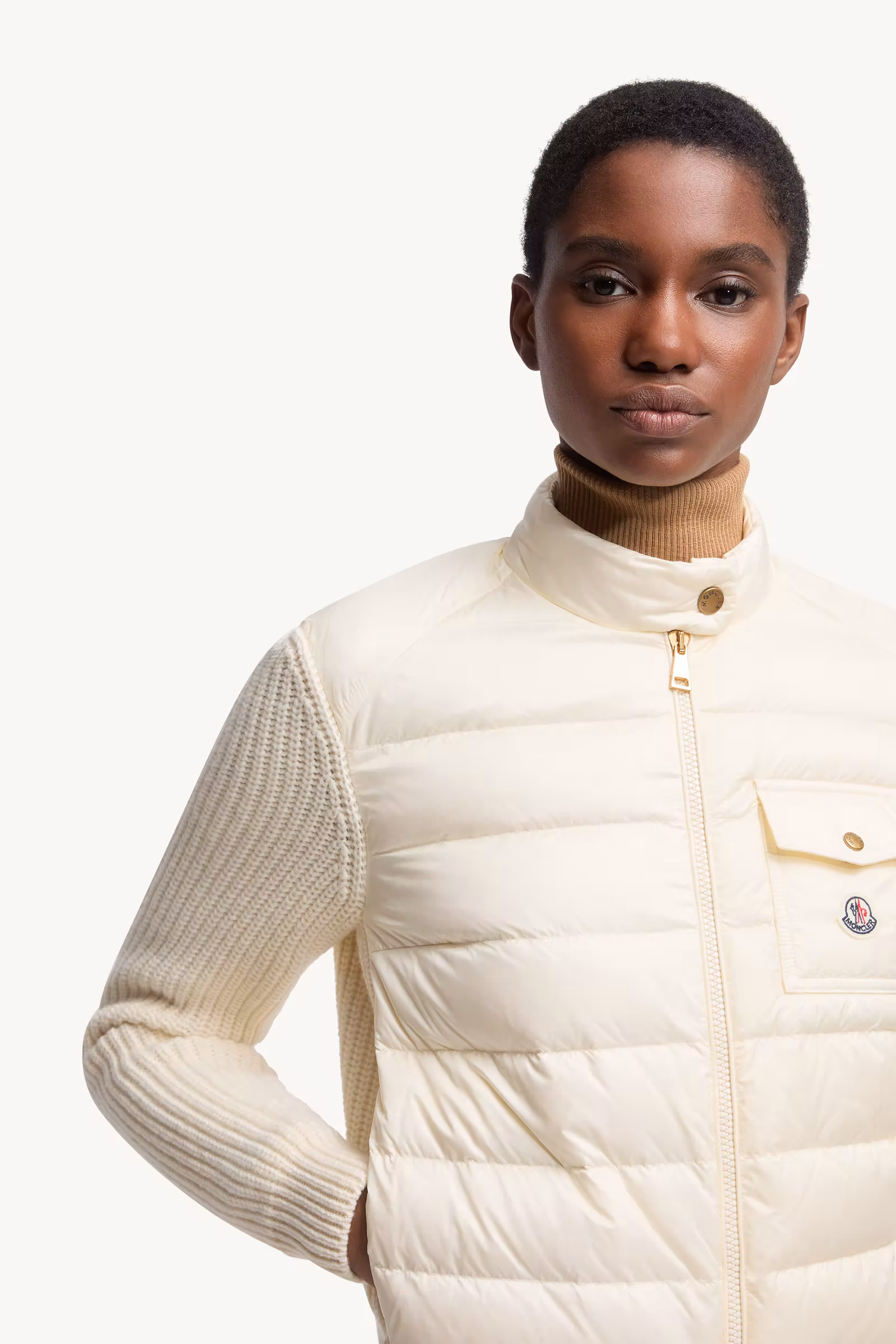 Padded Wool Zip-Up Cardigan