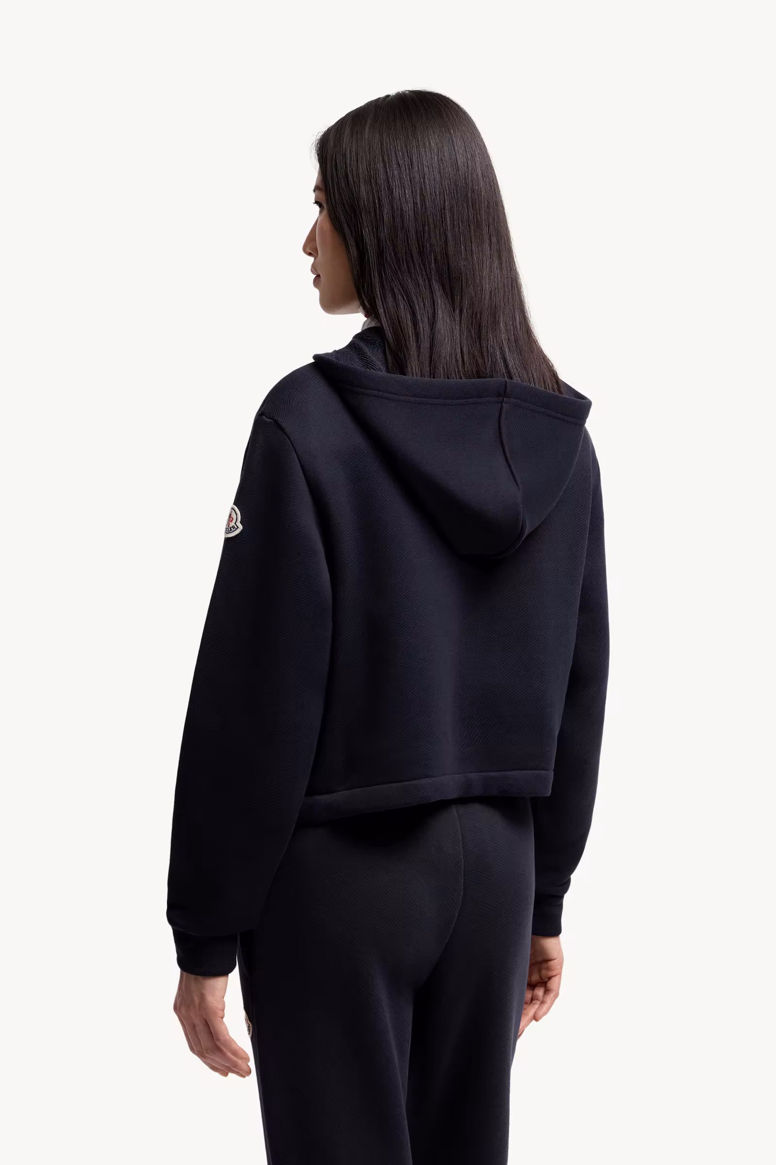 Knit Accent Cotton Zip-Up Hoodie