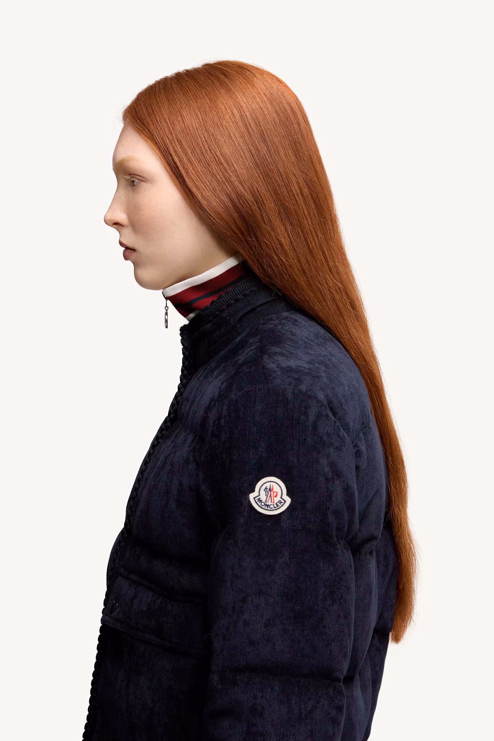 Essarts Braided Trim Corduroy Short Down Jacket