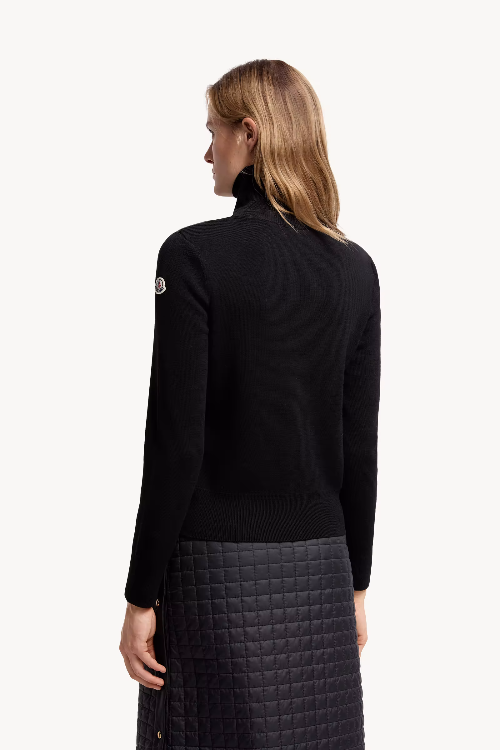 Padded Wool Zip-Up Cardigan