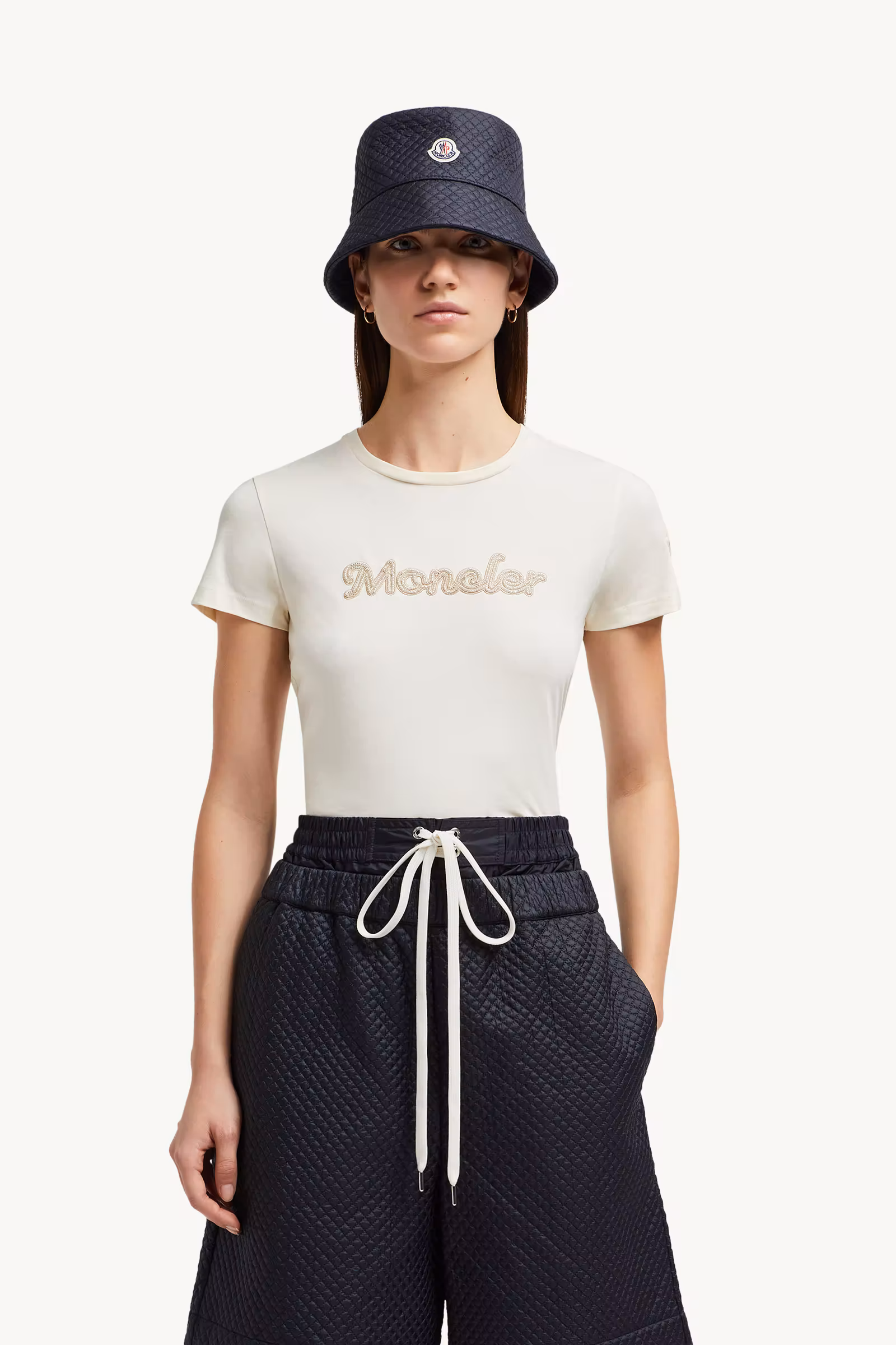 Pearl-Embroidered Logo Cotton T-Shirt