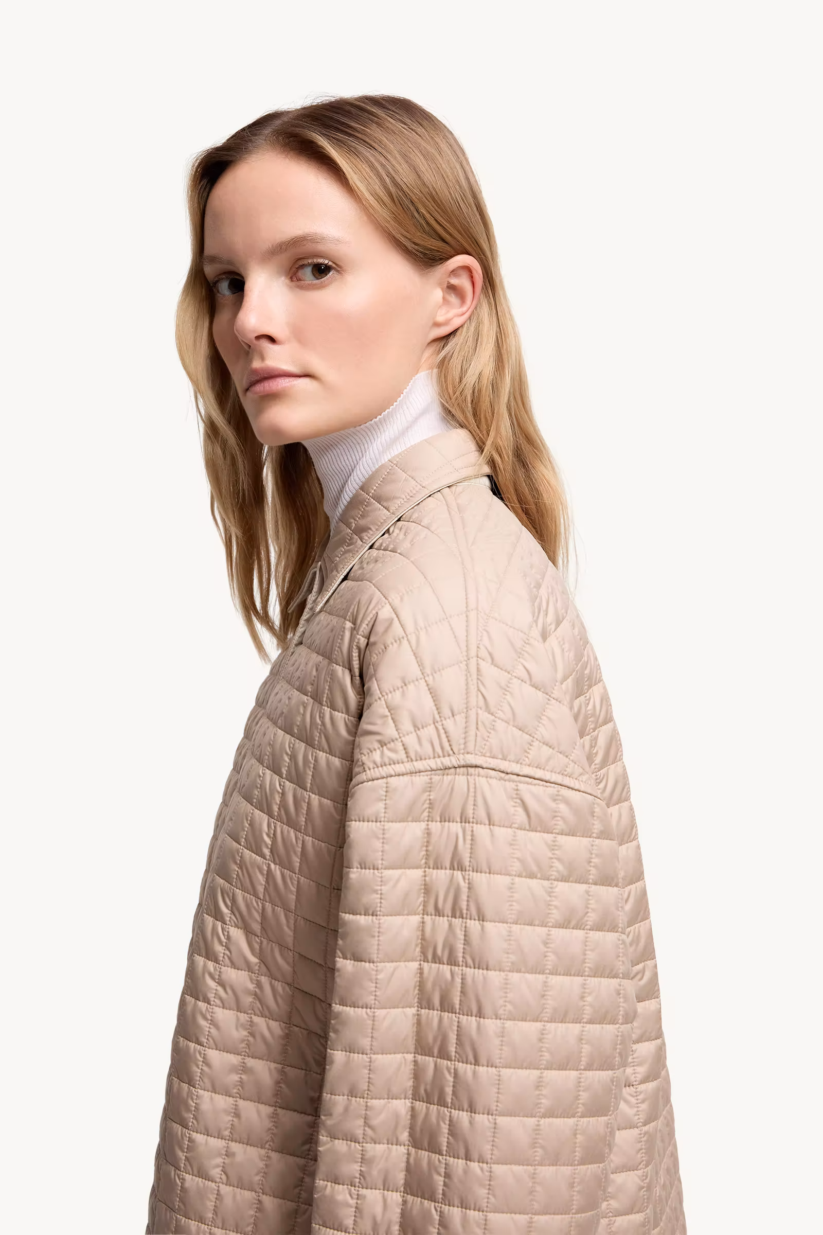 Square-Quilted Reversible Padded Shirt