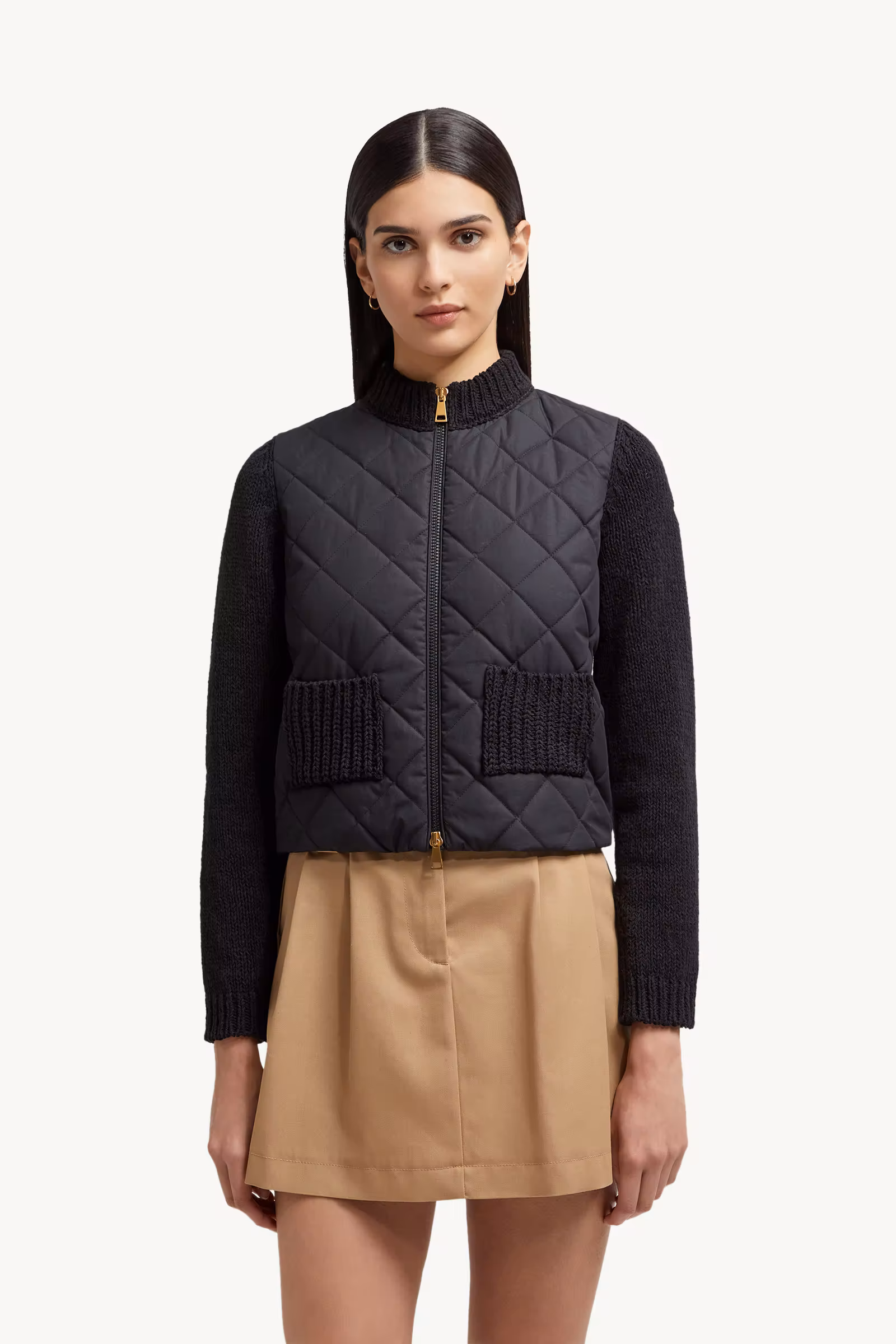 Padded Cotton Zip-Up Cardigan