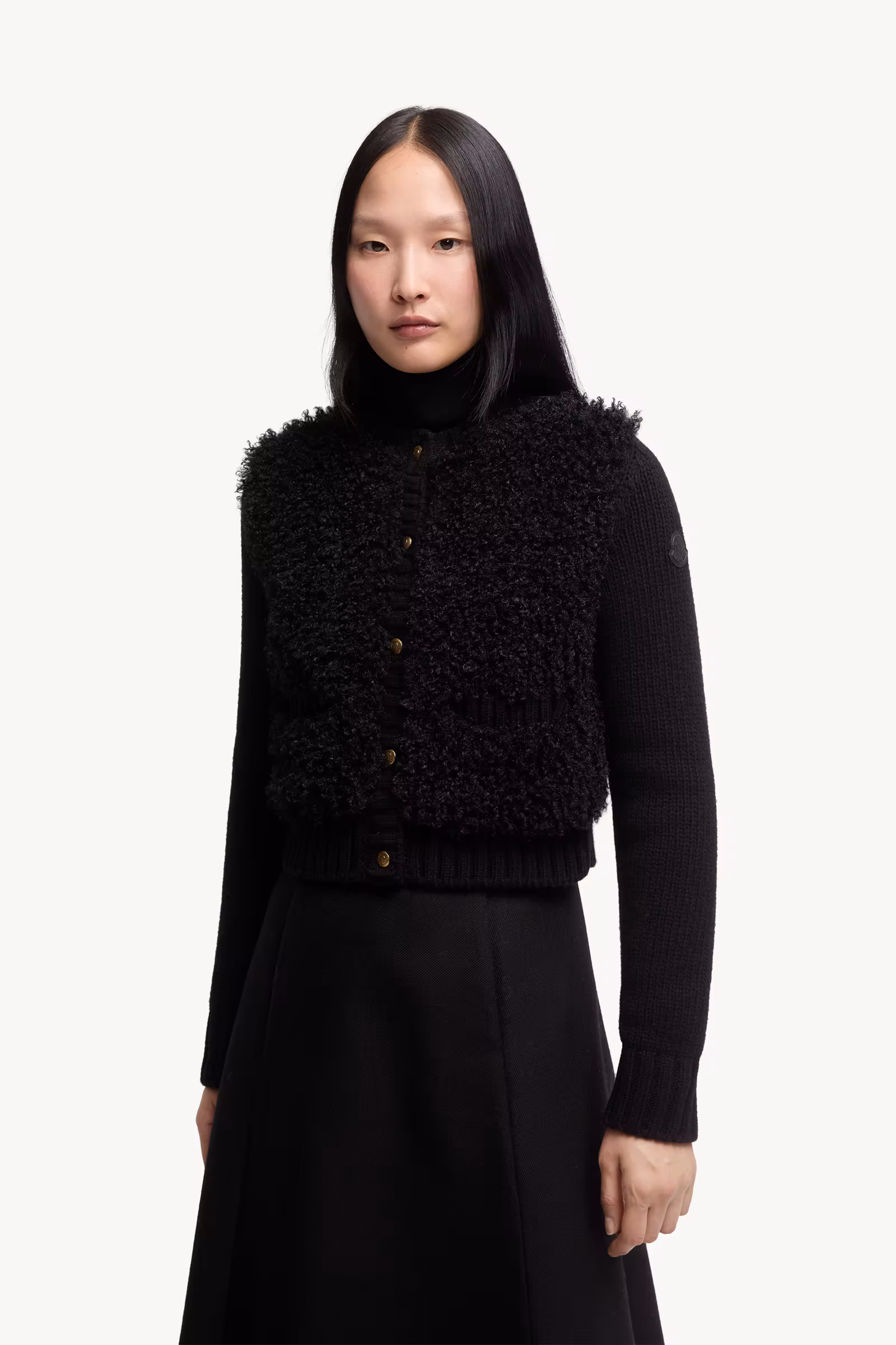 Padded Wool & Teddy Cardigan