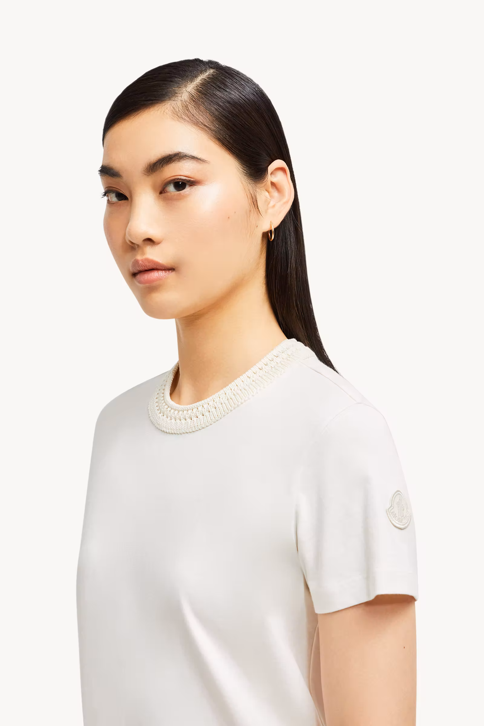 Crochet Accent Cotton T-Shirt