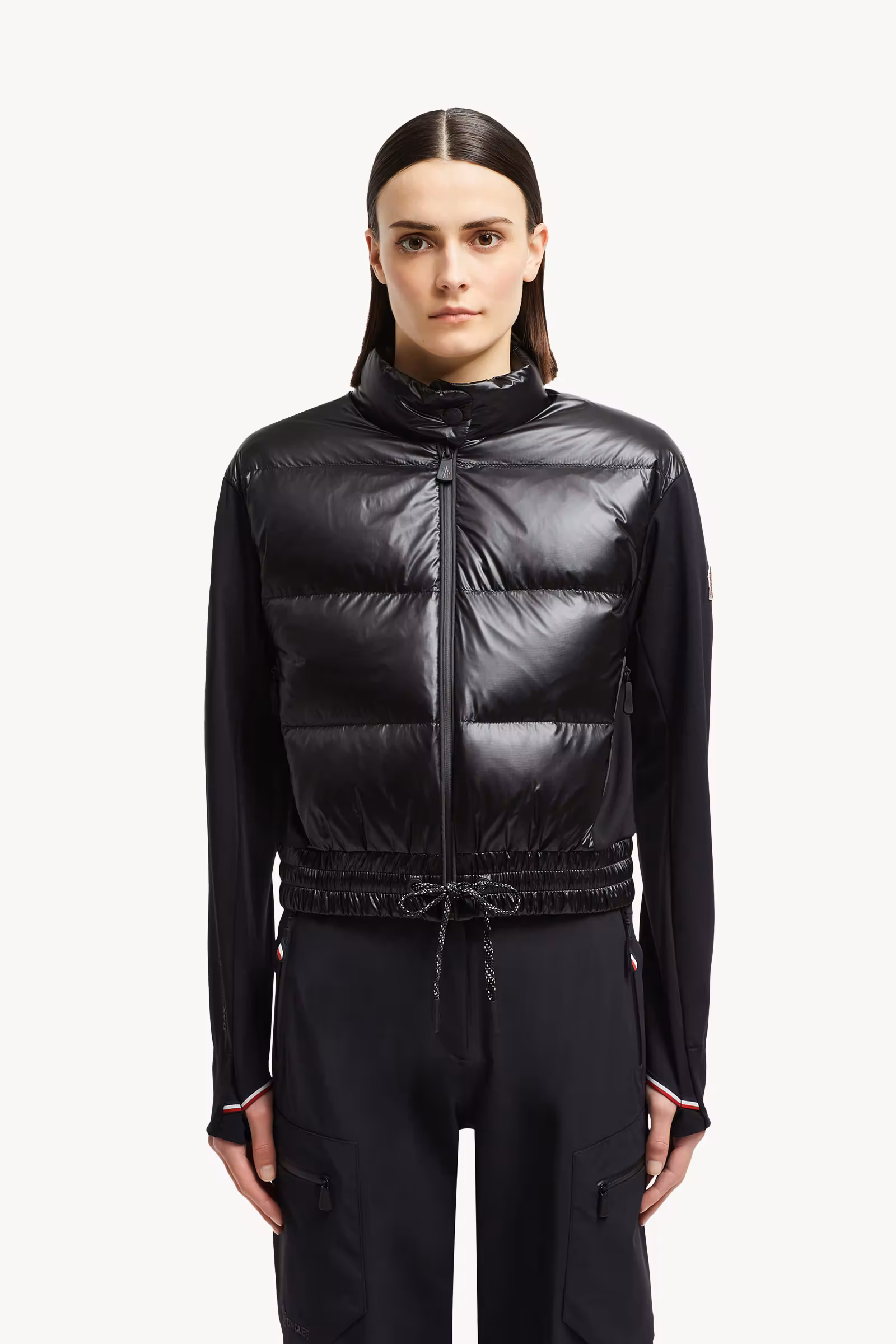 Padded Zip-Up Jersey Cardigan