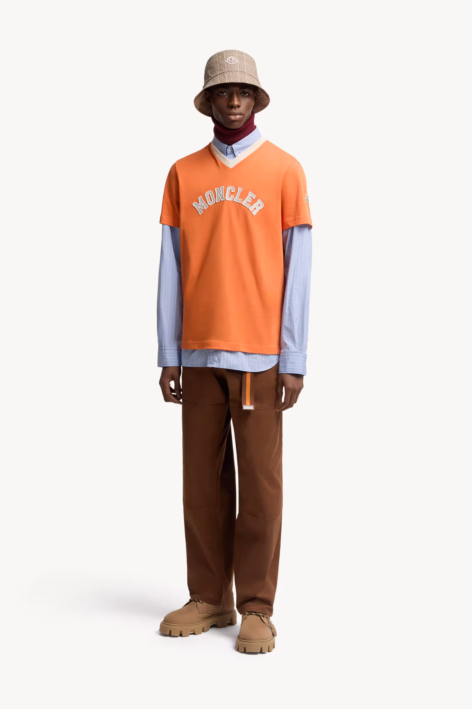 Embroidered Logo Cotton Piquet V-Neck T-Shirt