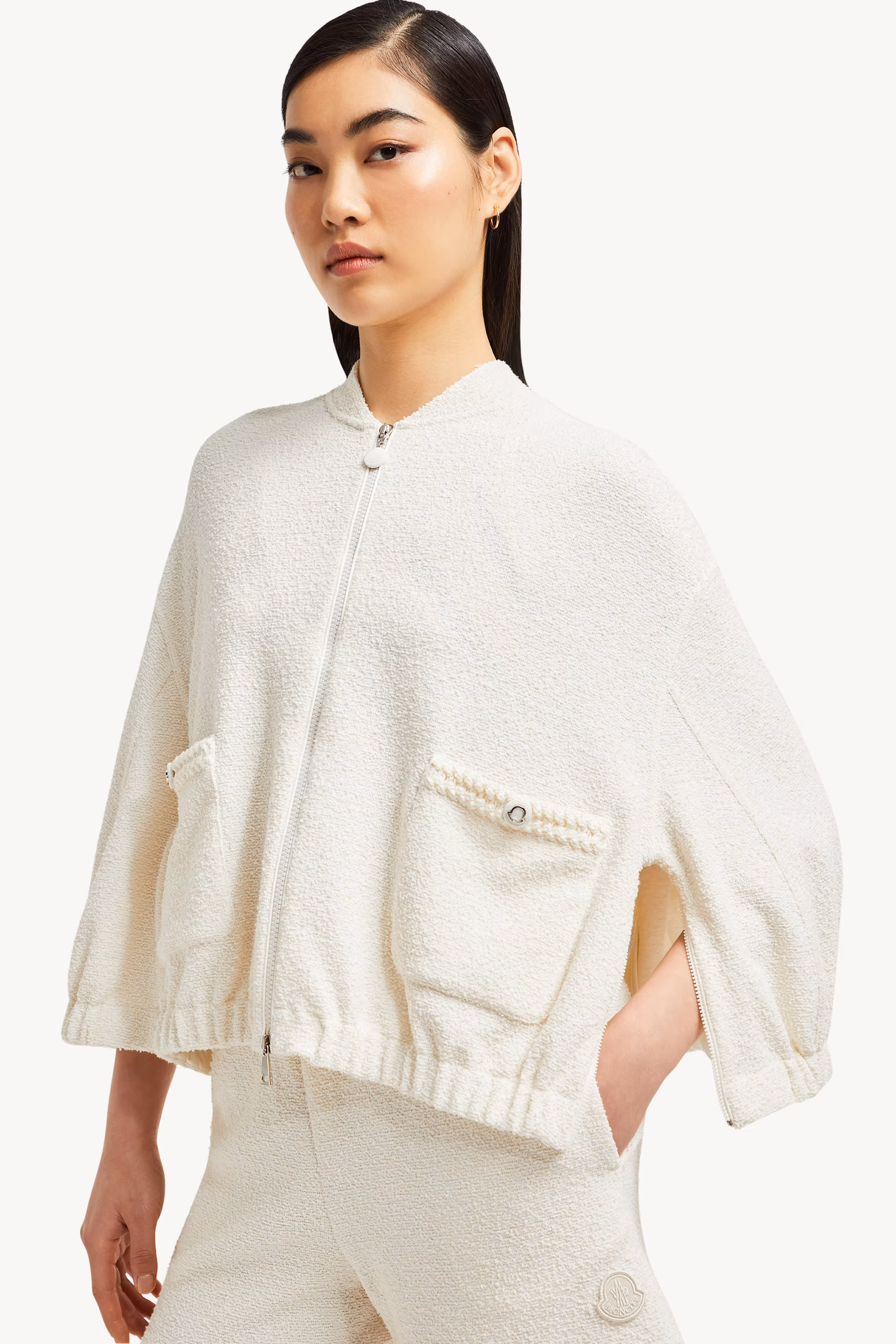 2-in-1 Bouclé Zip-Up Cardigan