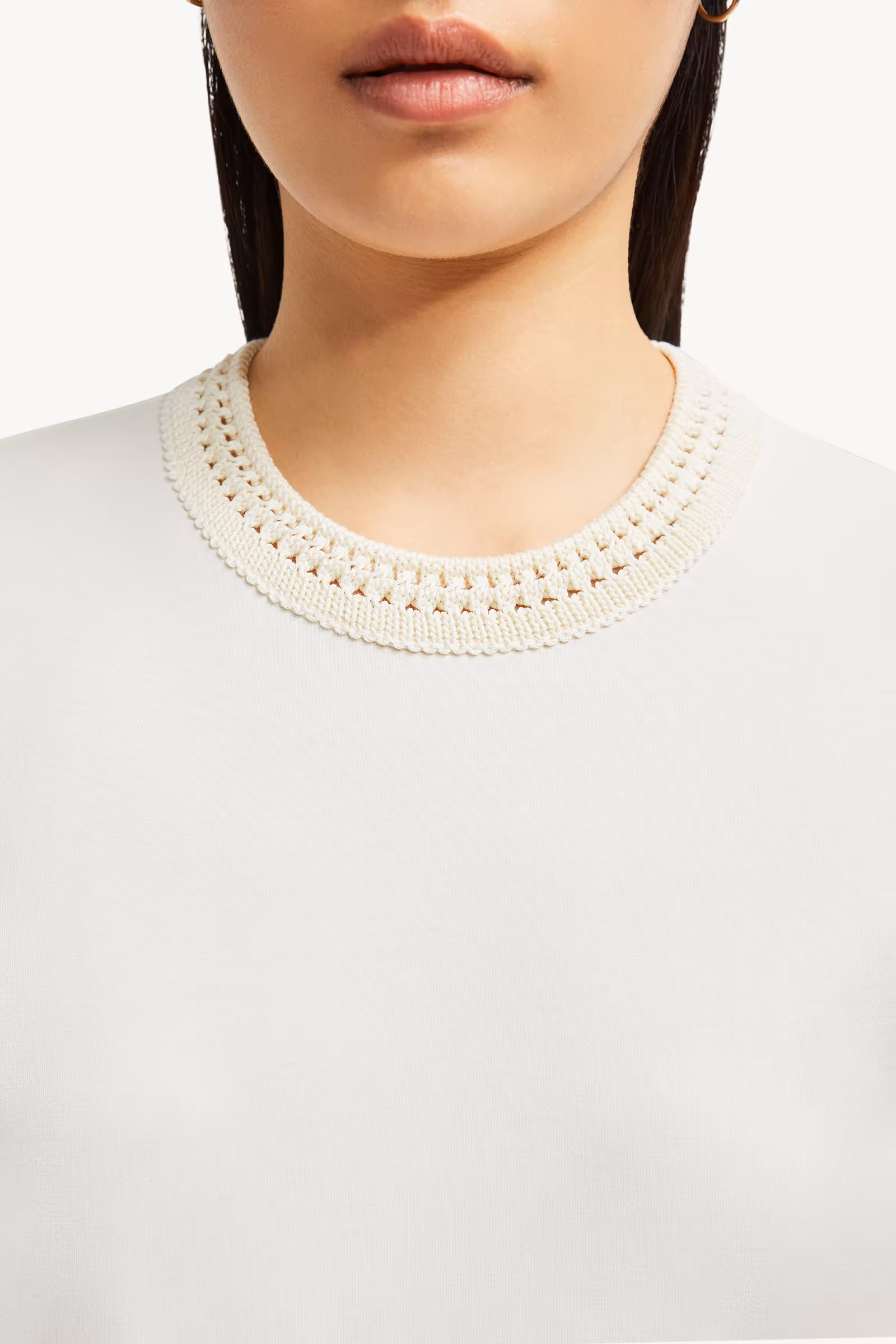 Crochet Accent Cotton T-Shirt