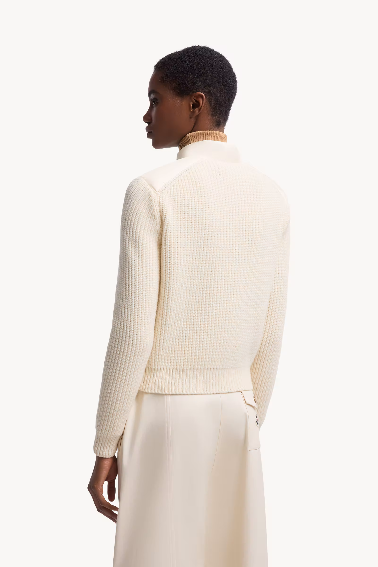 Padded Wool Zip-Up Cardigan