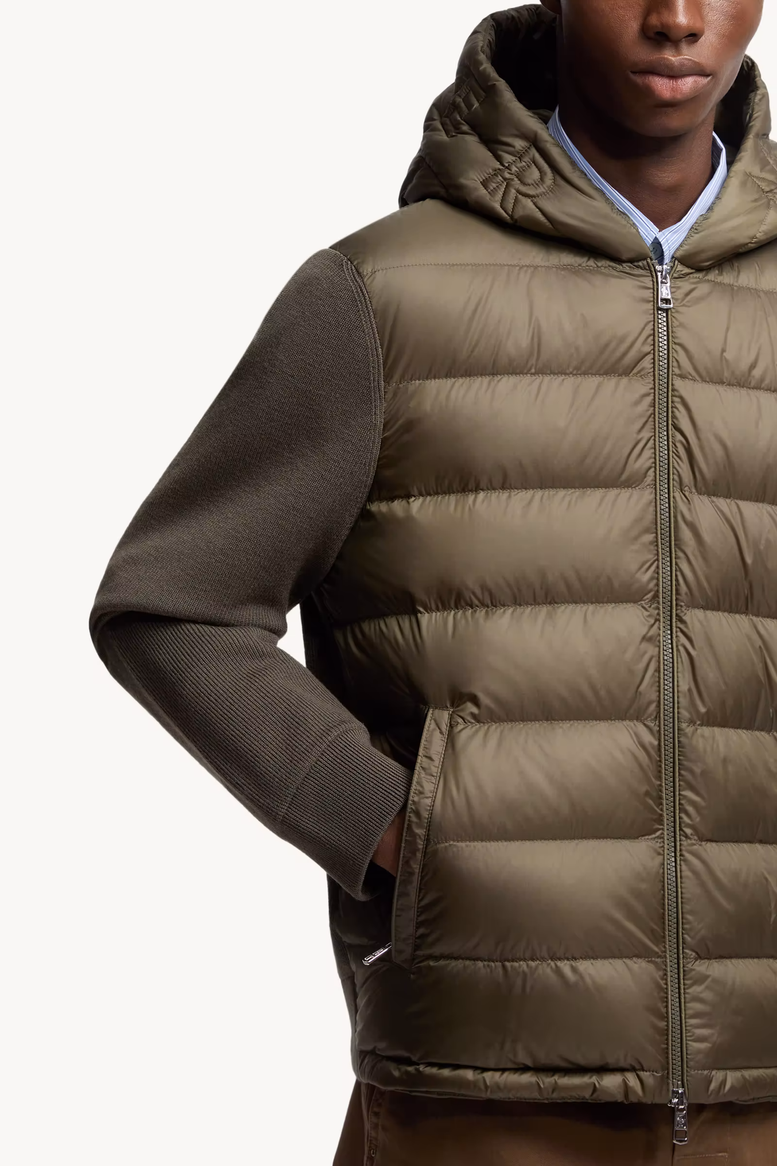 Padded Wool Zip-Up Hoodie