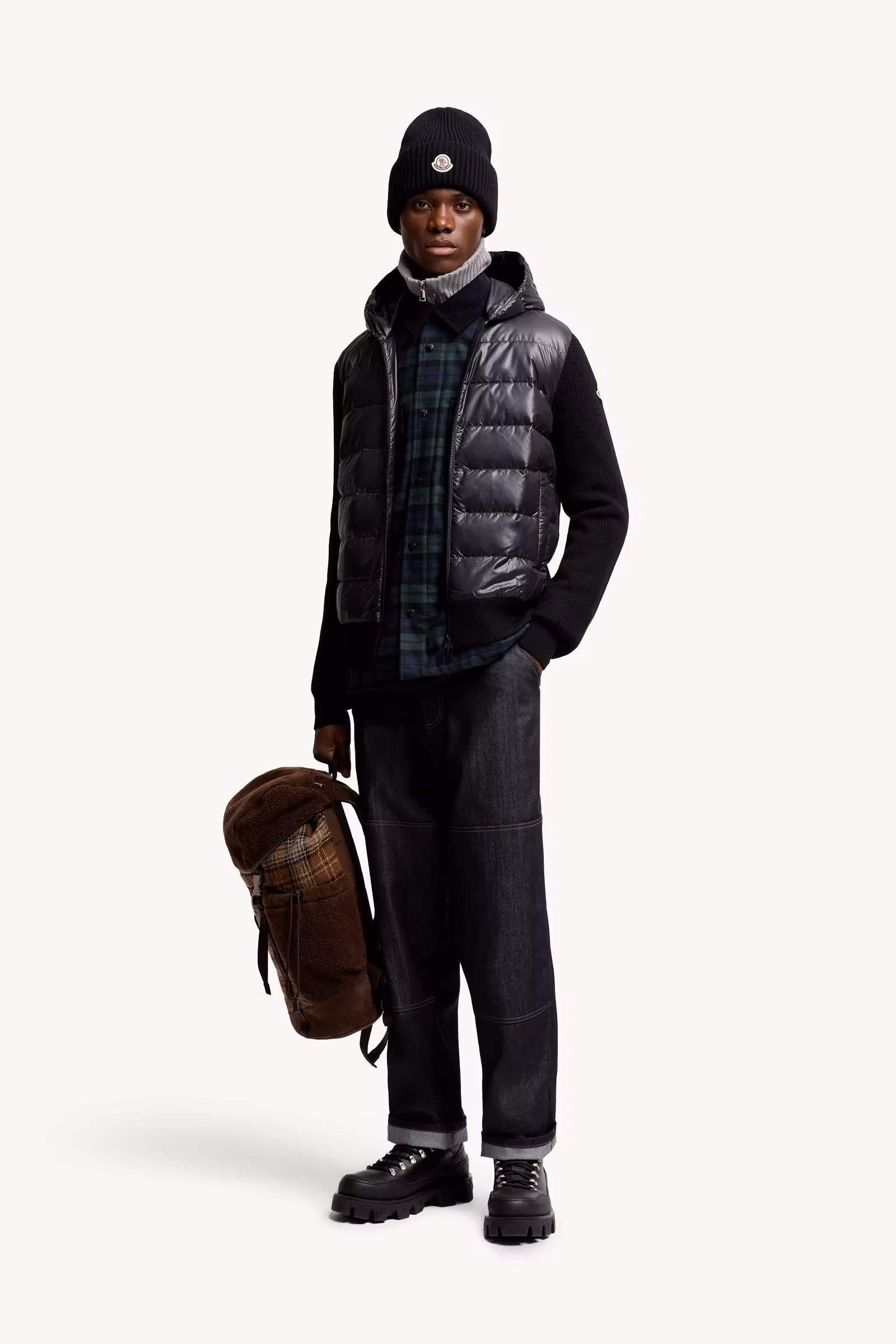 Padded Wool Zip-Up Hoodie