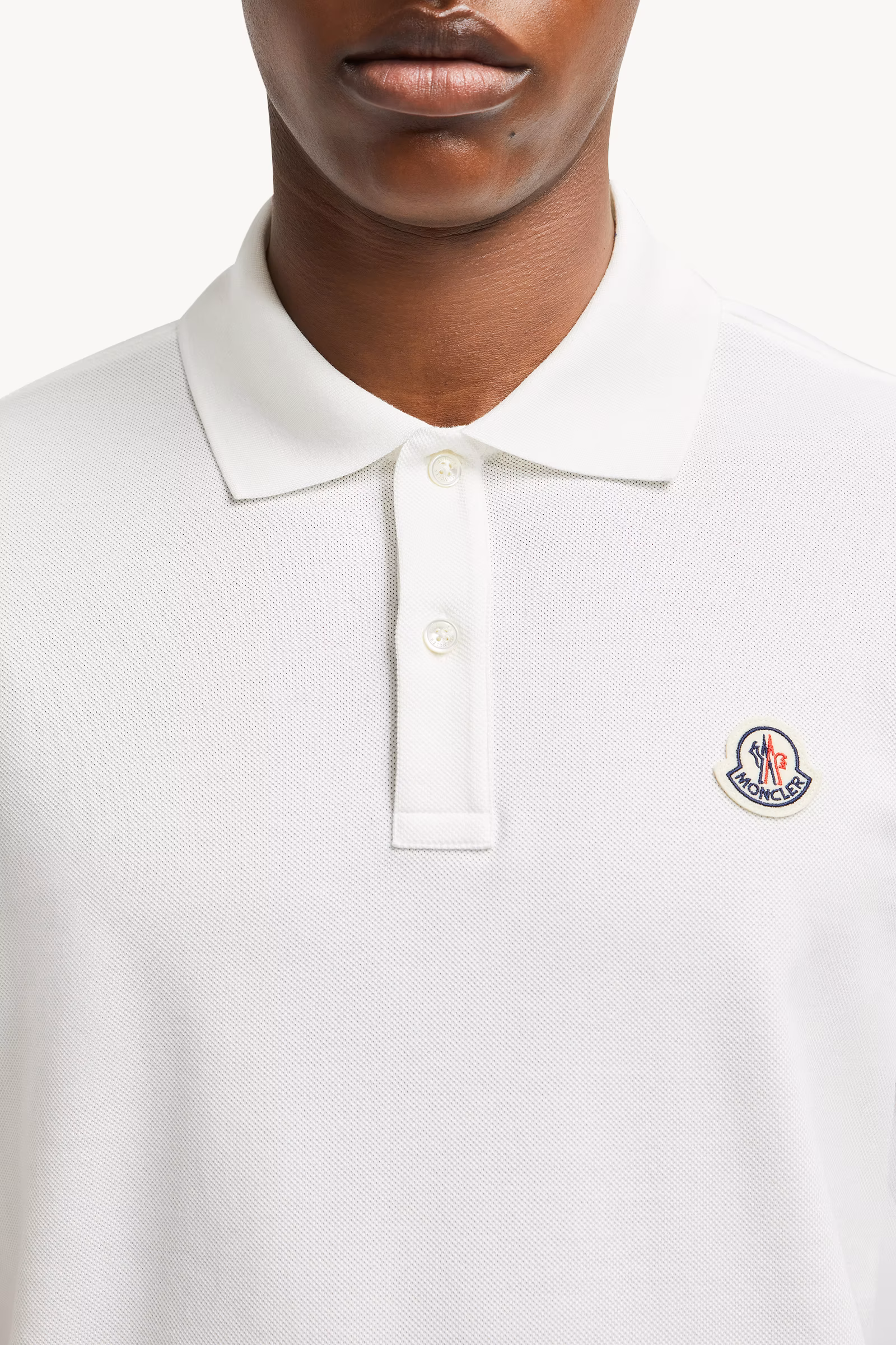 Striped Trim Cotton Piquet Polo Shirt
