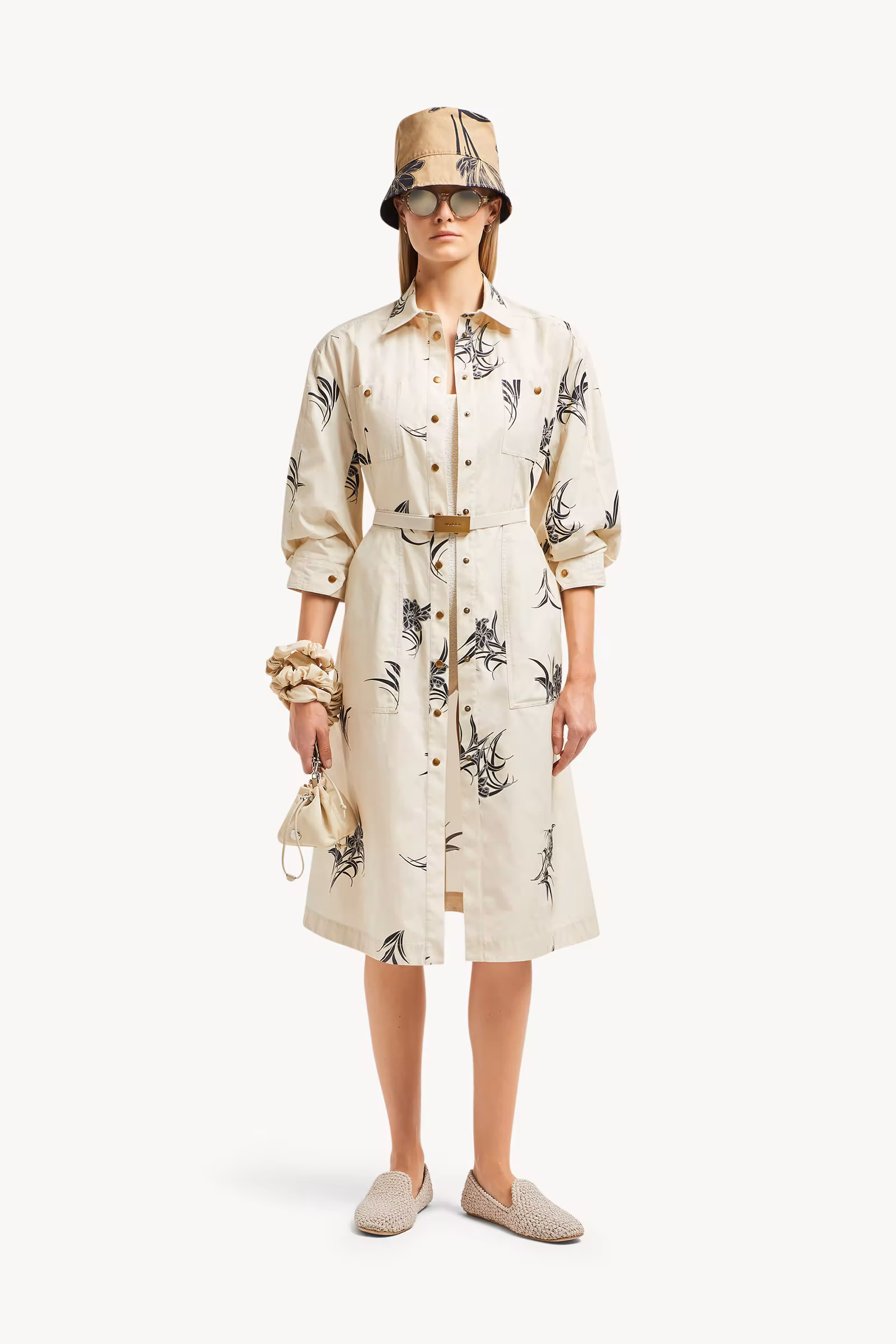 Floral Print Cotton Shirt Dress