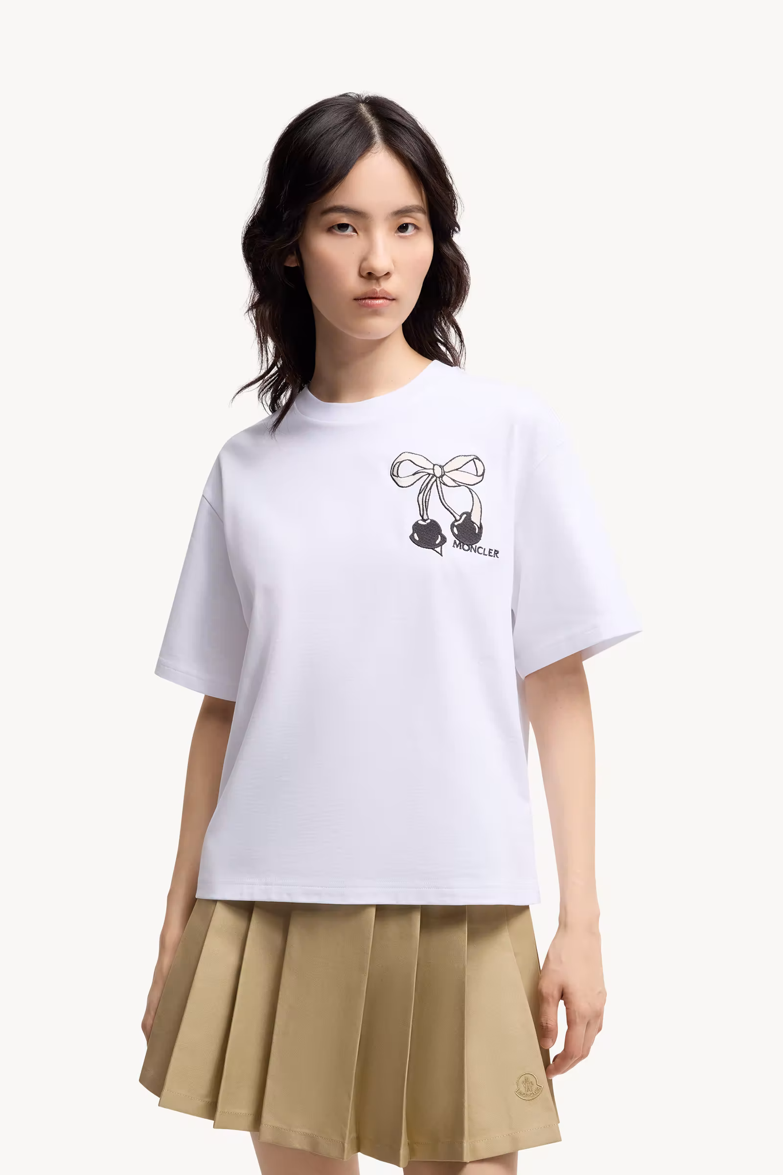 Embroidered Cherry Logo Cotton T-Shirt