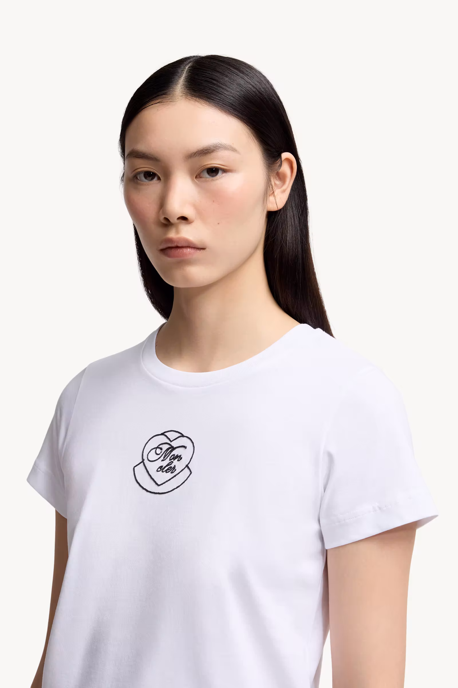 Embroidered Heart Logo Cotton T-Shirt