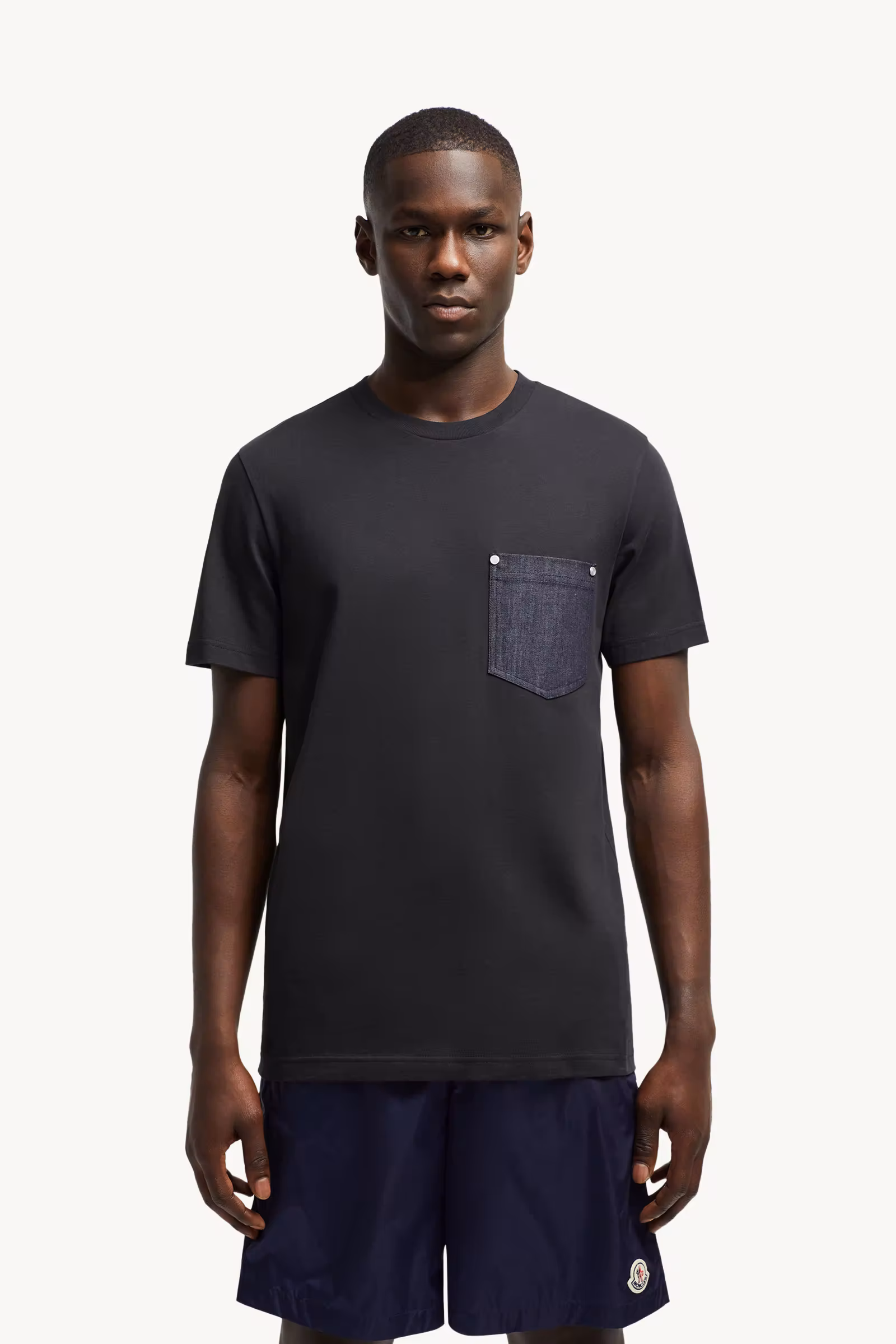 Cotton & Denim T-Shirt with Pocket
