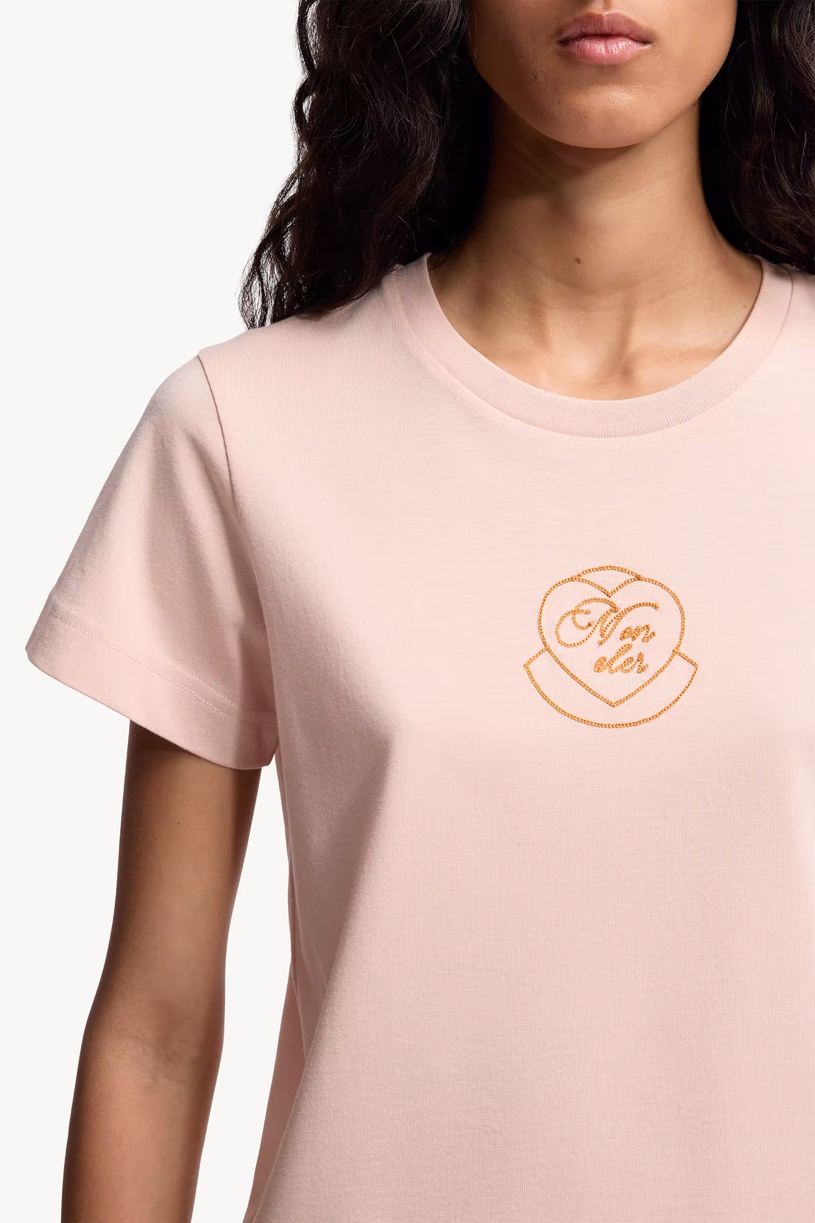 Embroidered Heart Logo Cotton T-Shirt