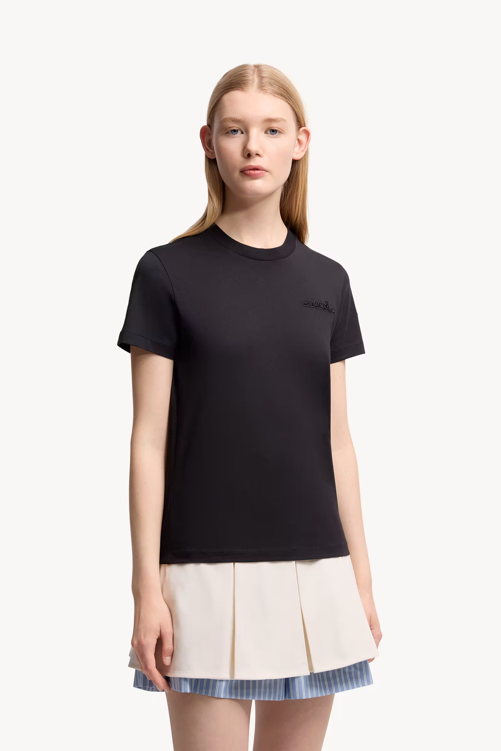 Beaded Logo Cotton T-Shirt