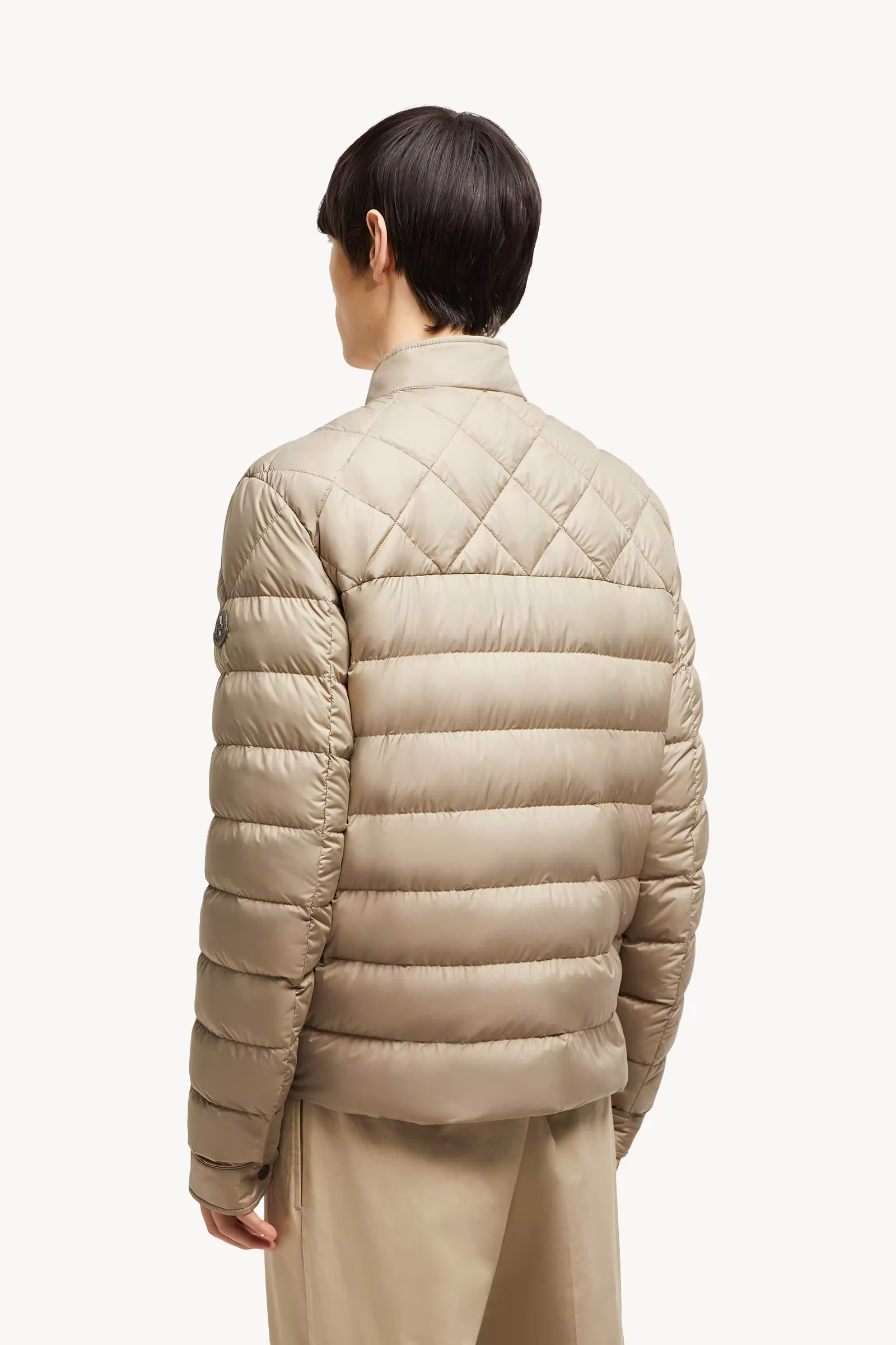Tuile Leather-Trimmed Down Biker Jacket