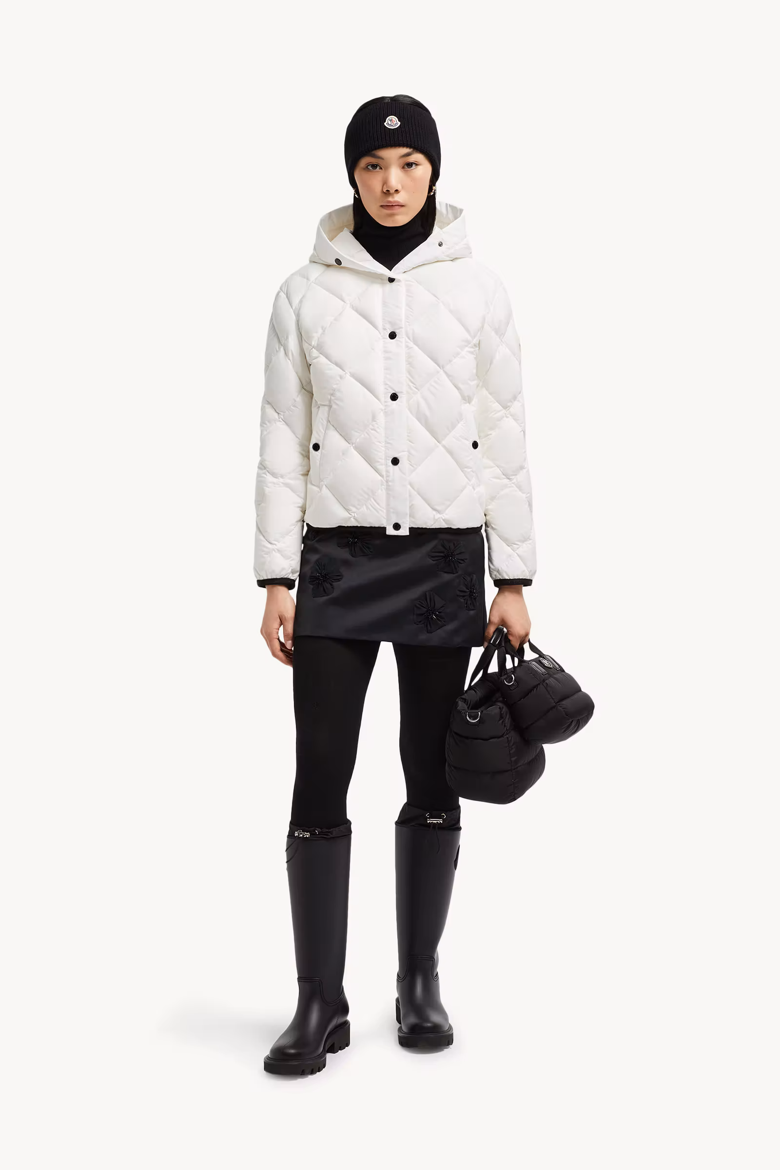 Arvouin Hooded Diamond-Quilted Short Down Jacket