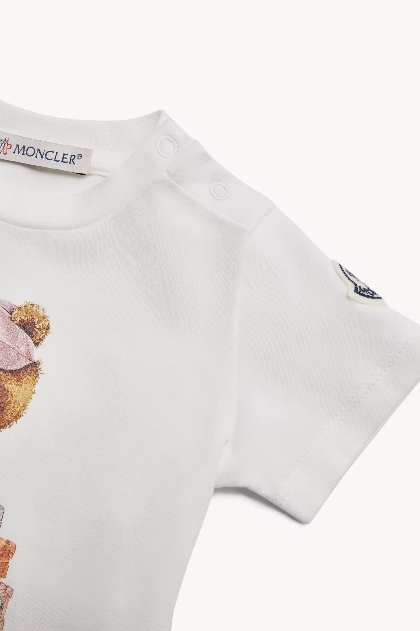 Teddy Bear Motif Cotton T-Shirt