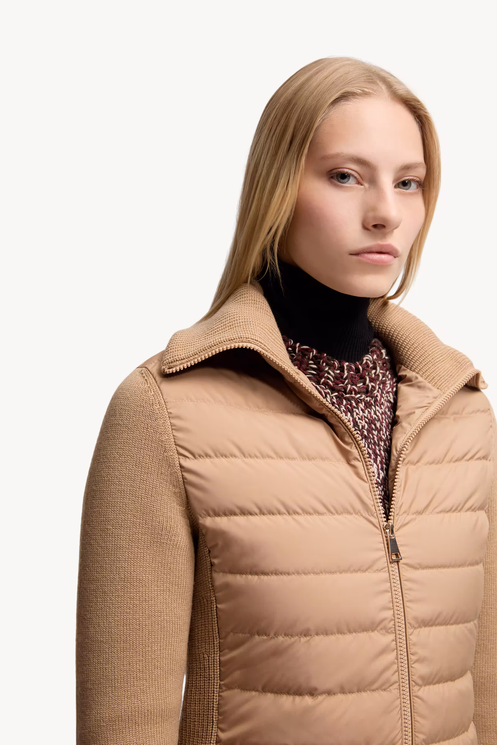 Padded Wool Zip-Up Cardigan