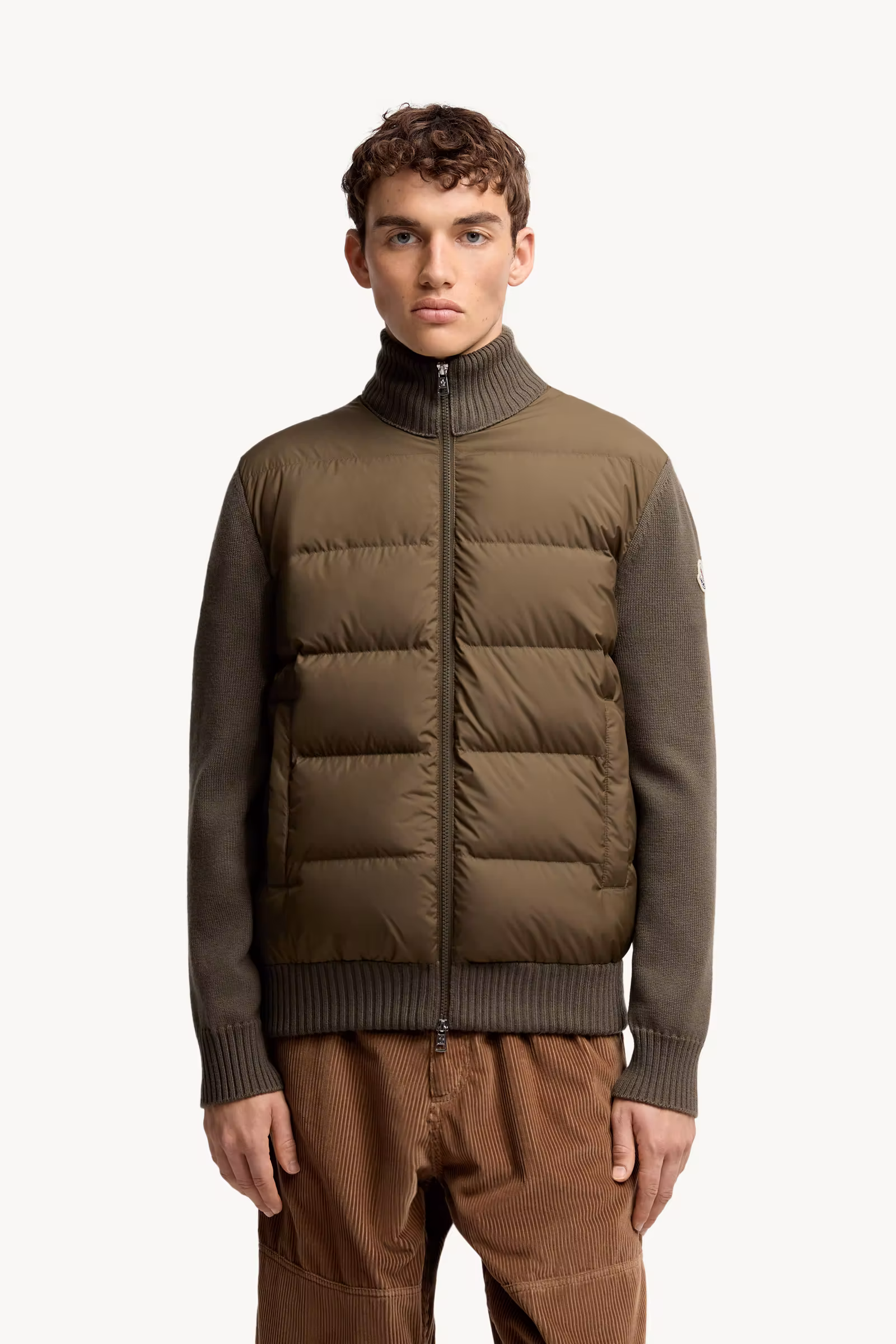 Padded Wool Zip-Up Cardigan