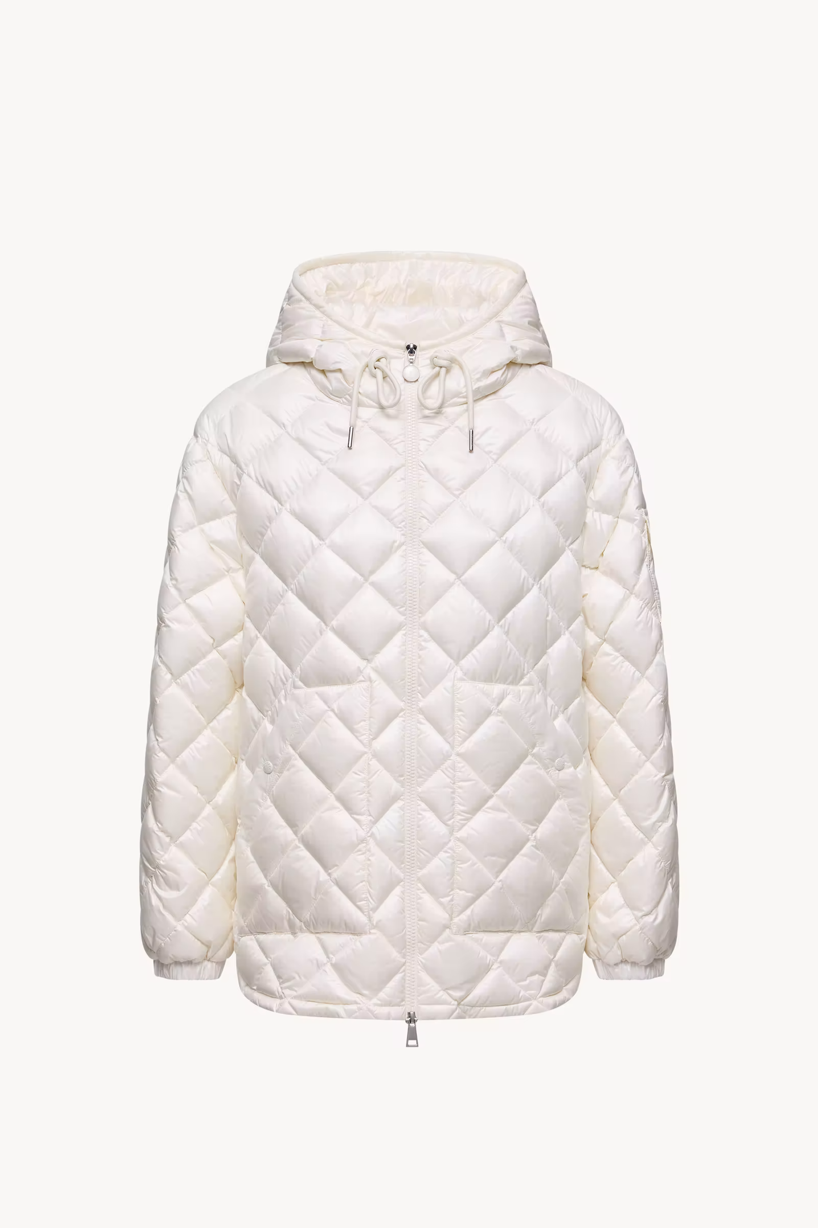 Diamond-Quilted Hooded Short Down Jacket