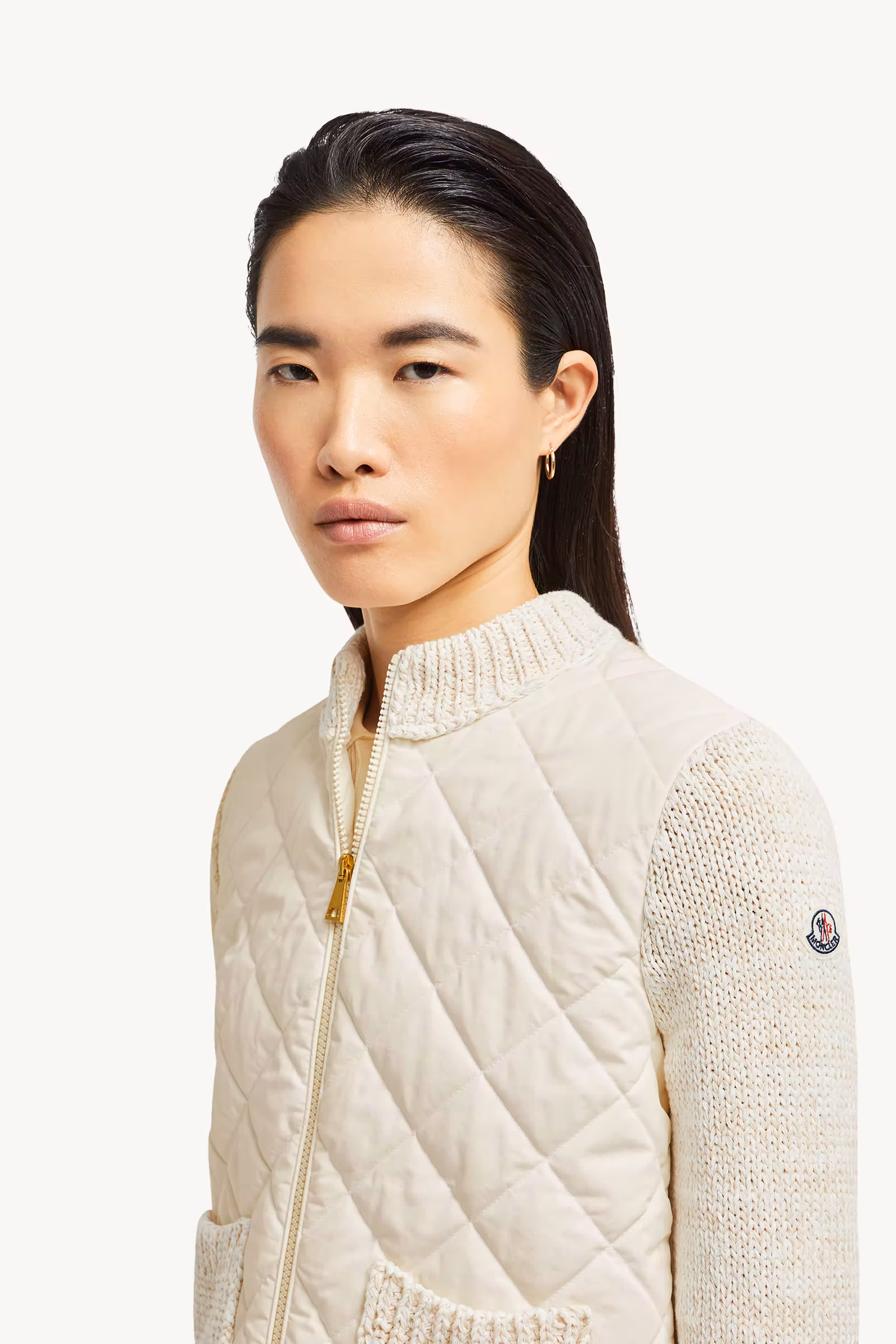 Padded Cotton Zip-Up Cardigan