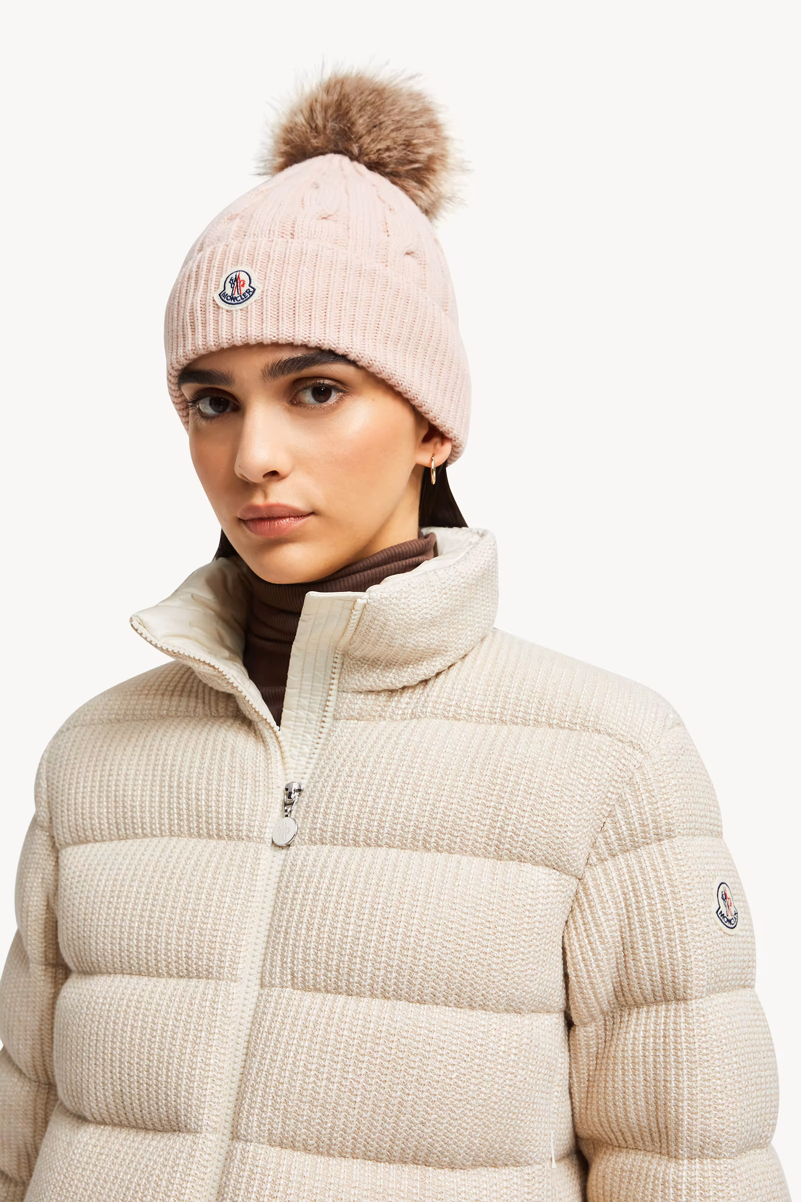Wool & Cashmere Beanie with Faux Fur Pom Pom