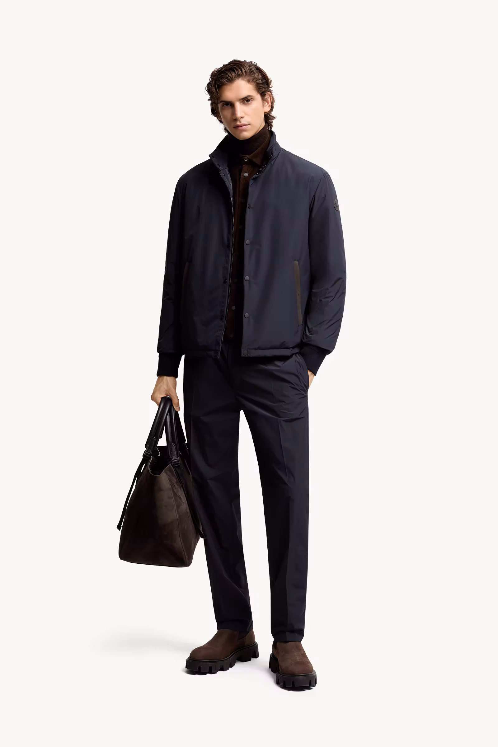 Lanques Leather-Trimmed Short Down Jacket