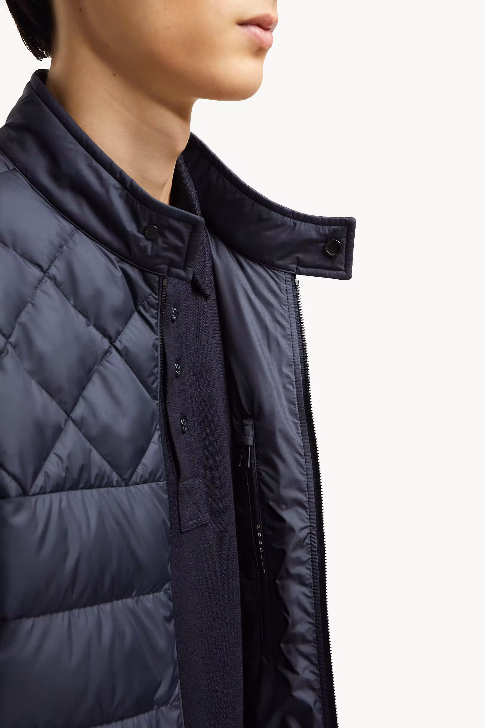 Tuile Leather-Trimmed Down Biker Jacket