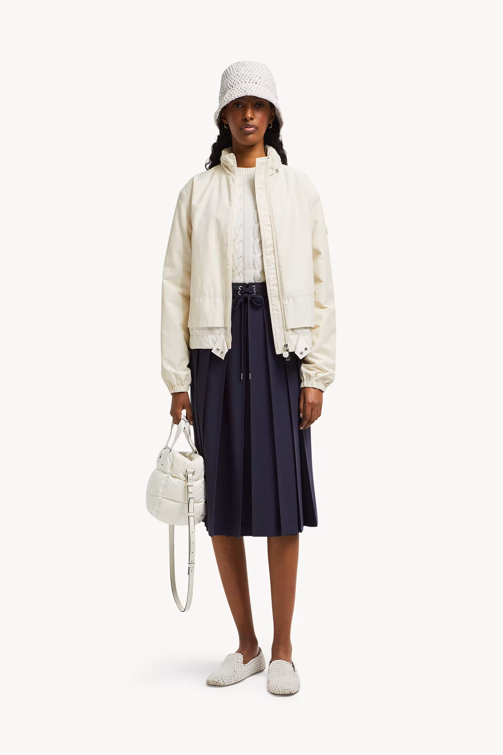 Wool Blend Pleated Midi Skirt