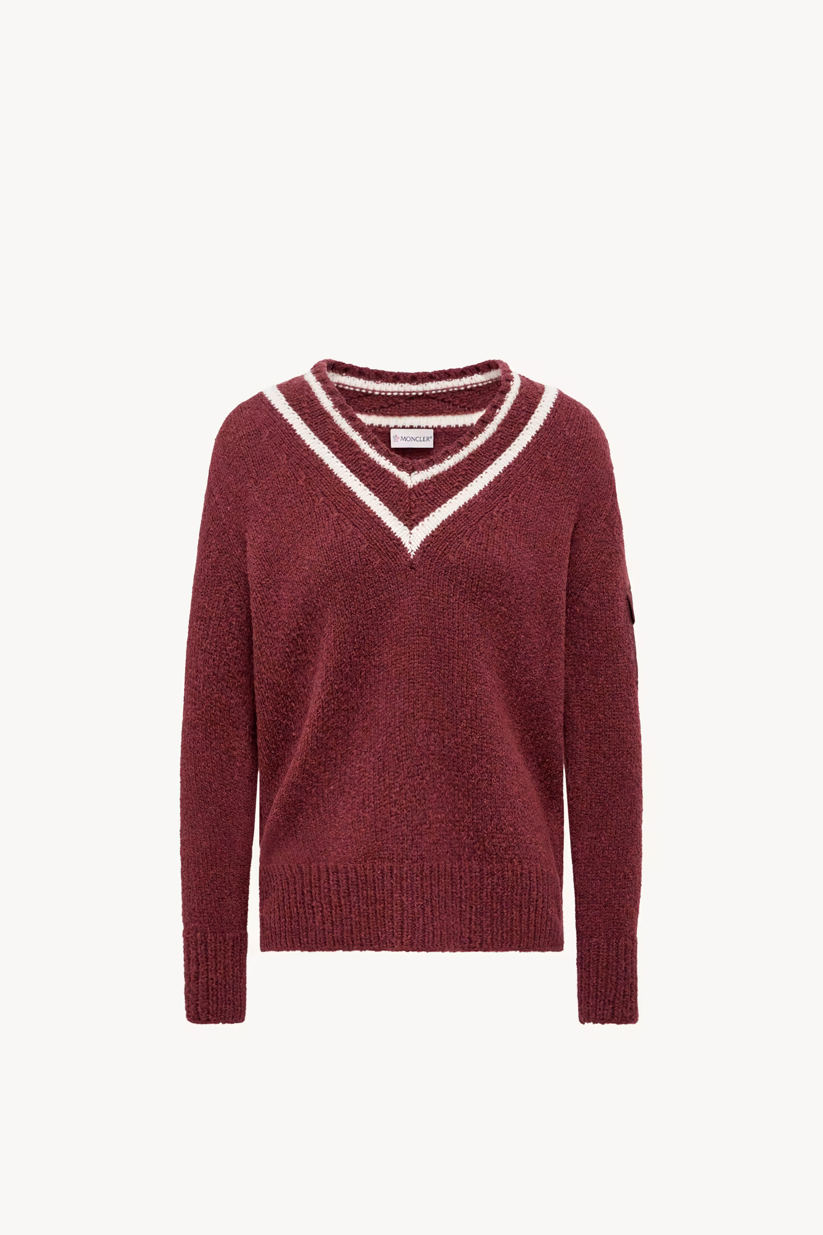 Padded V-Neck Cotton & Wool Blend Sweater