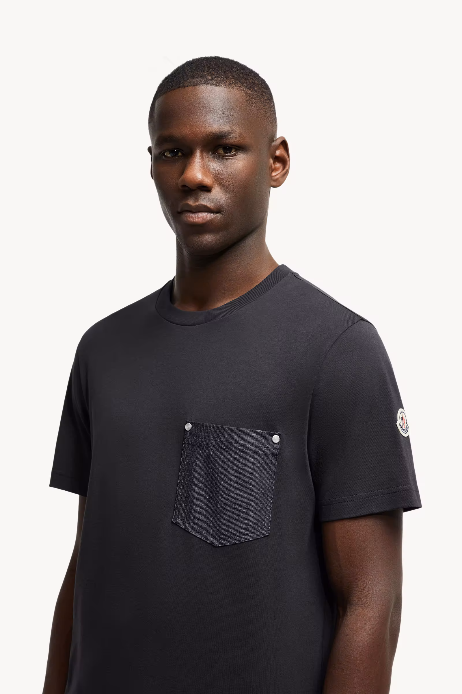 Cotton & Denim T-Shirt with Pocket