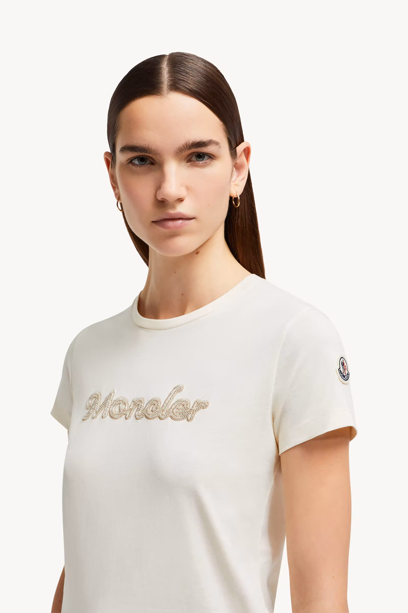 Pearl-Embroidered Logo Cotton T-Shirt