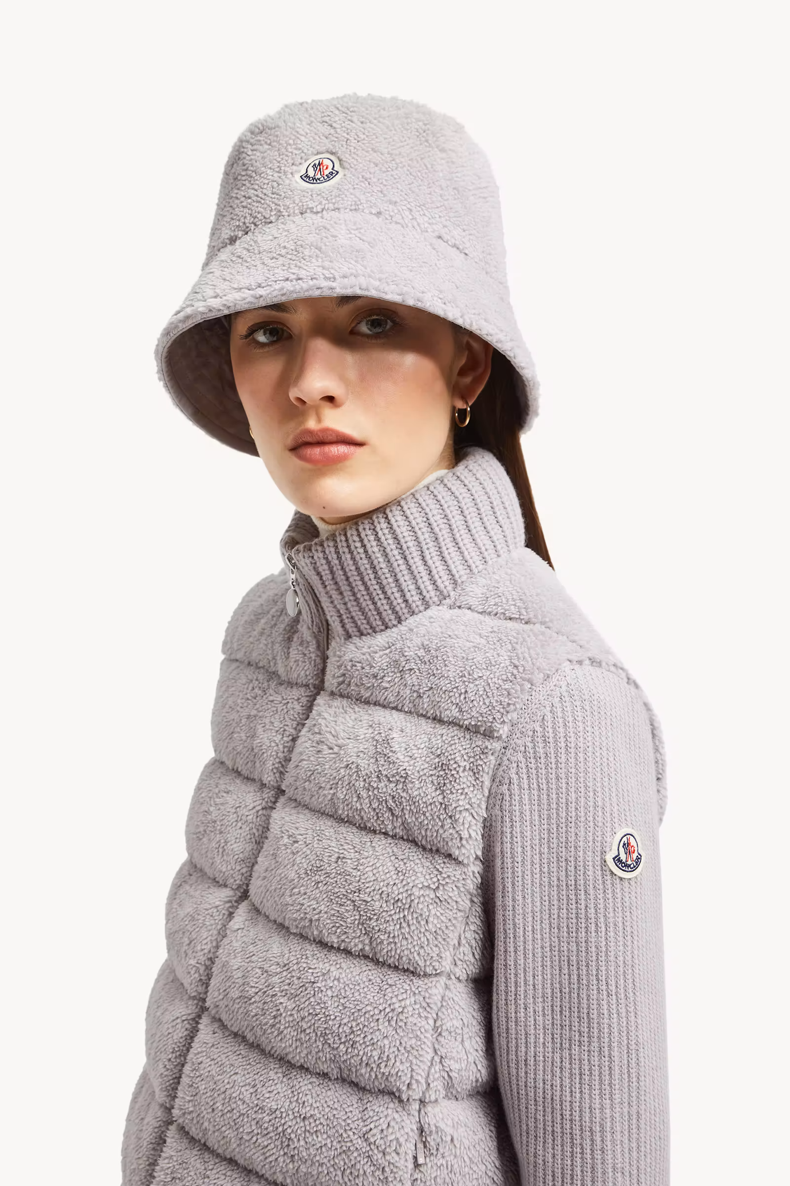 Padded Wool & Teddy Zip-Up Cardigan