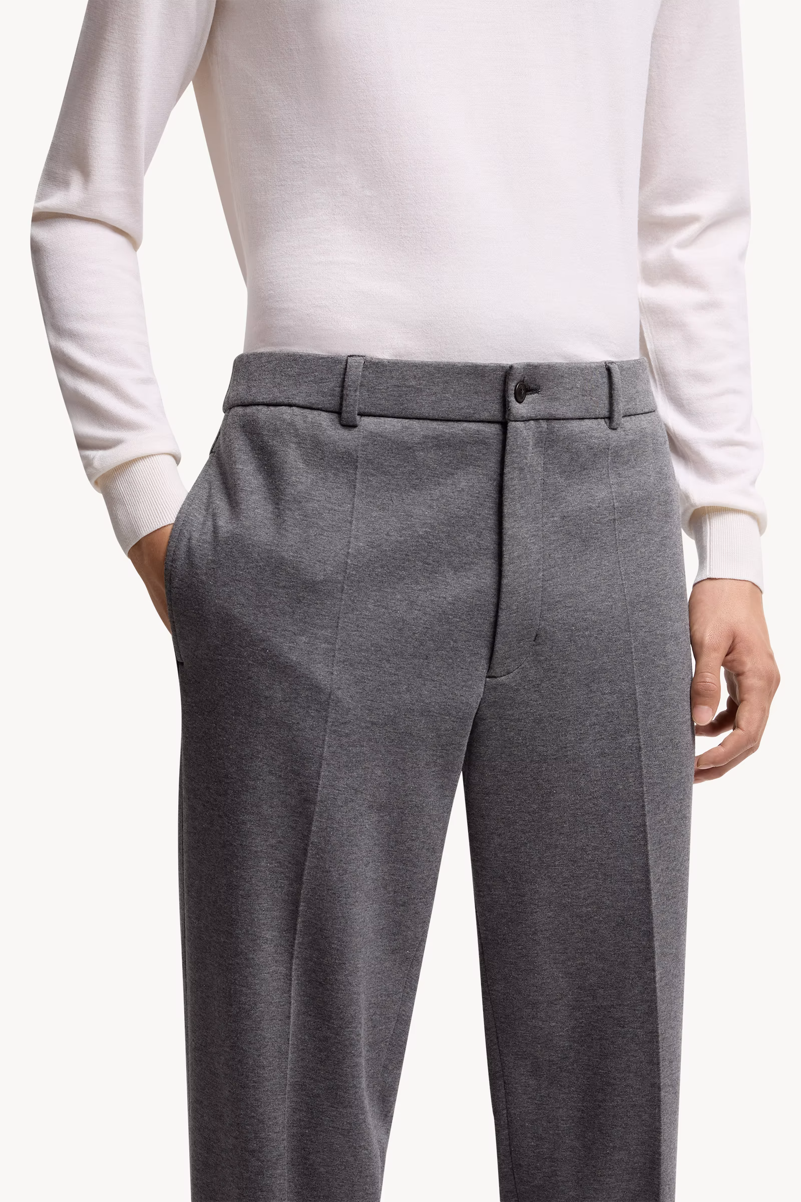 Cotton Blend Tailored Pants