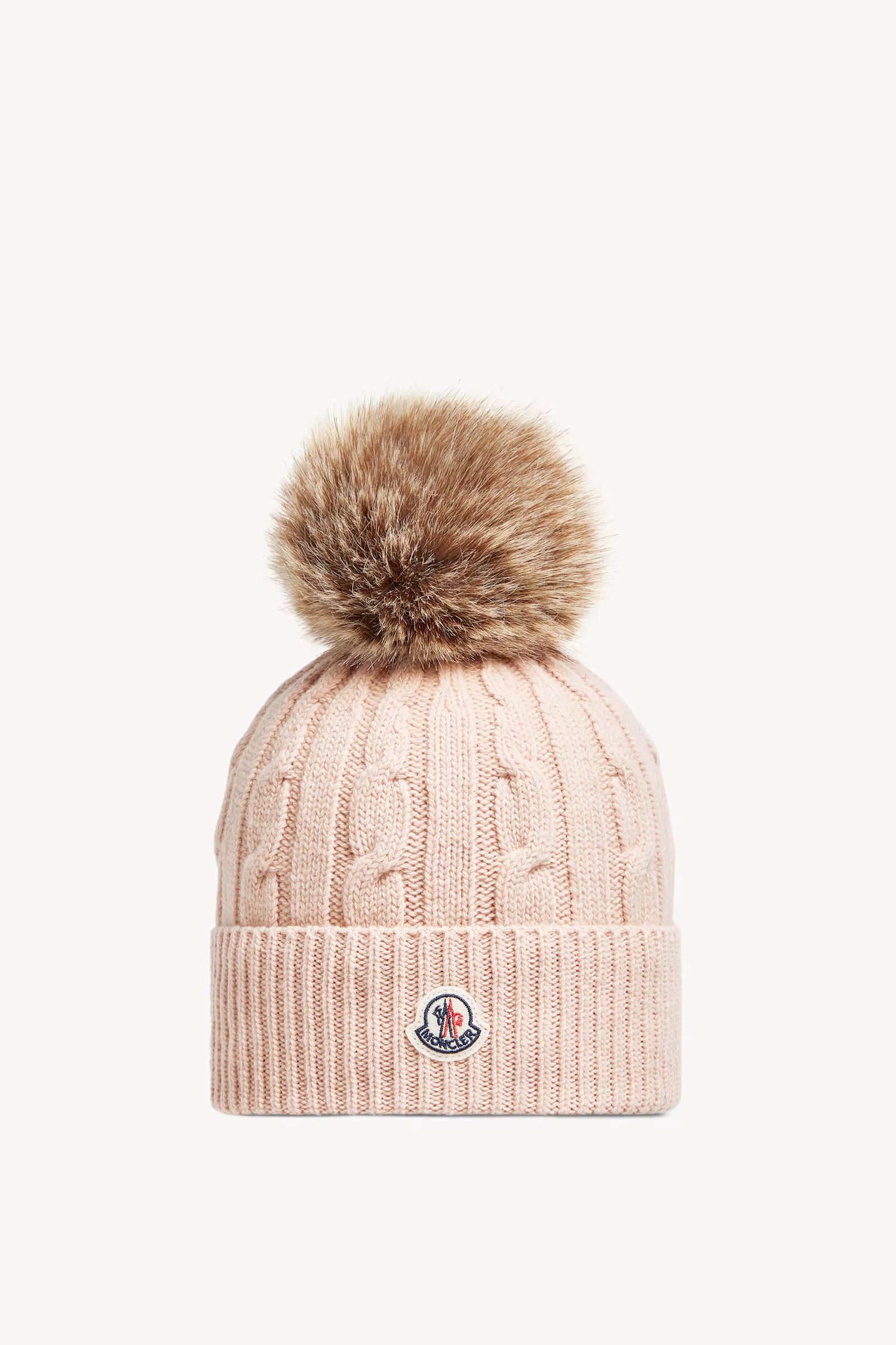 Wool & Cashmere Beanie with Faux Fur Pom Pom
