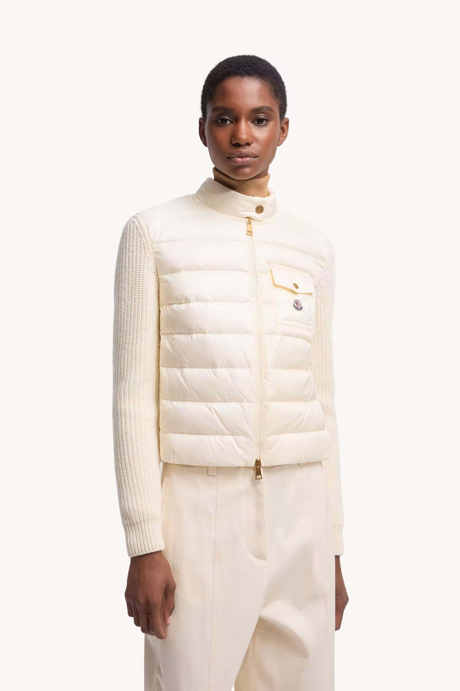 Padded Wool Zip-Up Cardigan